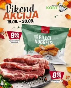 Pregled letka Kort Marketi vikend akcija trgovine Kort Marketi vrijedi od 18.09.2026