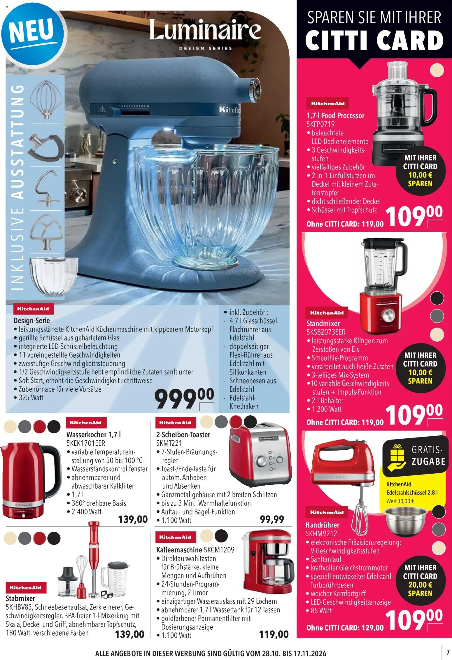 Vorschau von dem Prospekt des Geschäftes CITTI Markt, gültig ab dem 28.10.2026 - Eis, Kaffeemaschine, Wasserkocher, Stabmixer