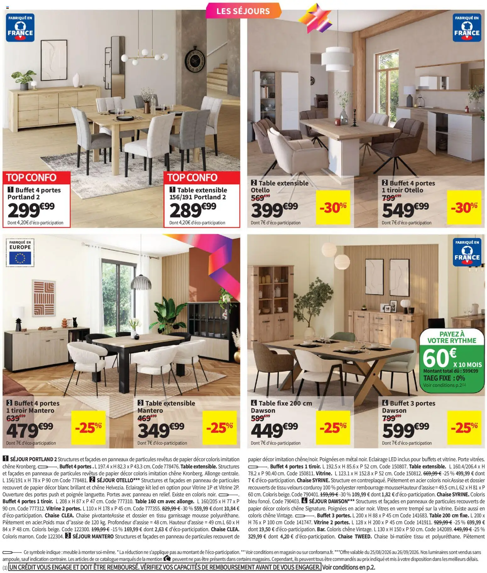 Prévisualisation de Conforama catalogue du magasin Conforama formulaire valide 25/08/2026 - Chaise, Buffet, Porte, Vitrine, Mousse, Poignées, Éclairage, Portes