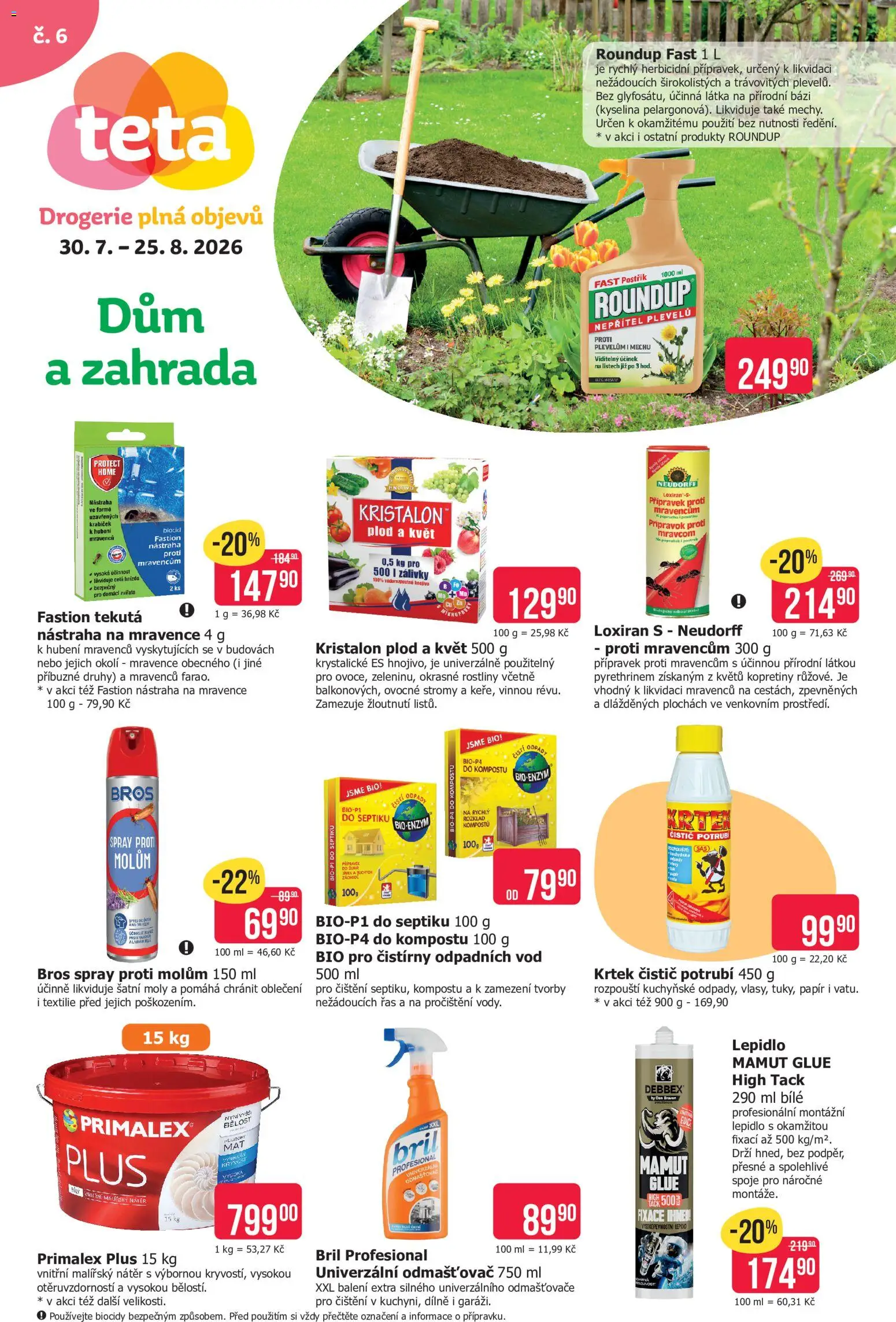 Náhled nabídky: TETA Drogerie TETA Drogerie leták - Dům a zahrada platný od 30.07.2026 - Drogerie, Zahrada, Oblečení, Rostliny, Primalex, Odmašťovač