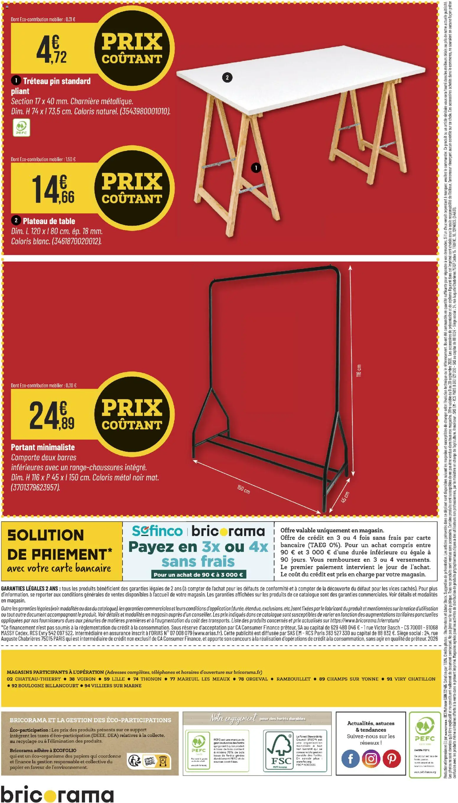 Prévisualisation de Bricorama catalogue du magasin Bricorama formulaire valide 09/09/2026 - Impression, Table, Tréteau, Charnière, Plateau, Base