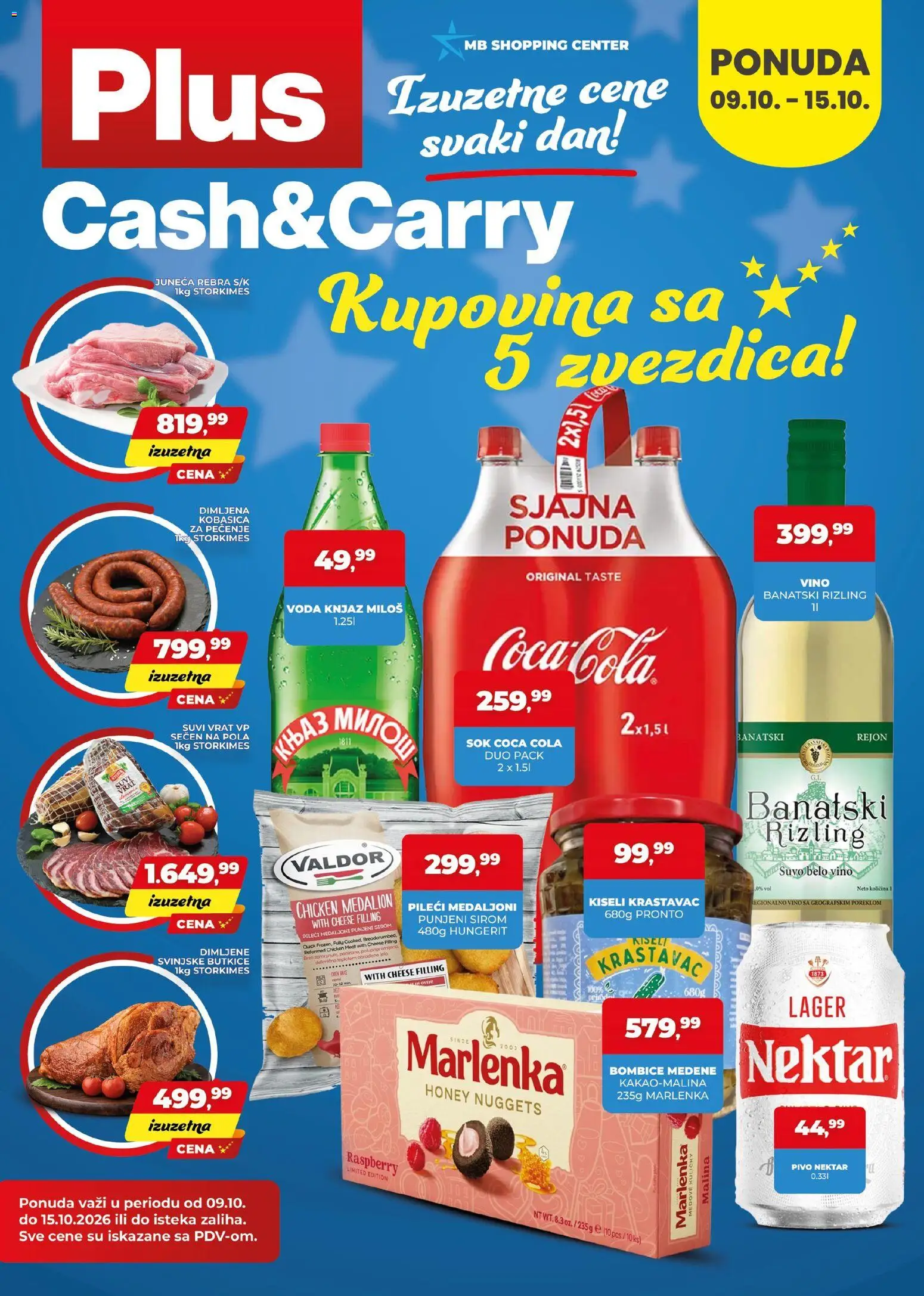Pregled Plus Cash & Carry kataloga - važi od 09.10.2026 - Coca Cola, Voda, Vino, Belo vino, Sok, Pronto, Nektar, Kobasica