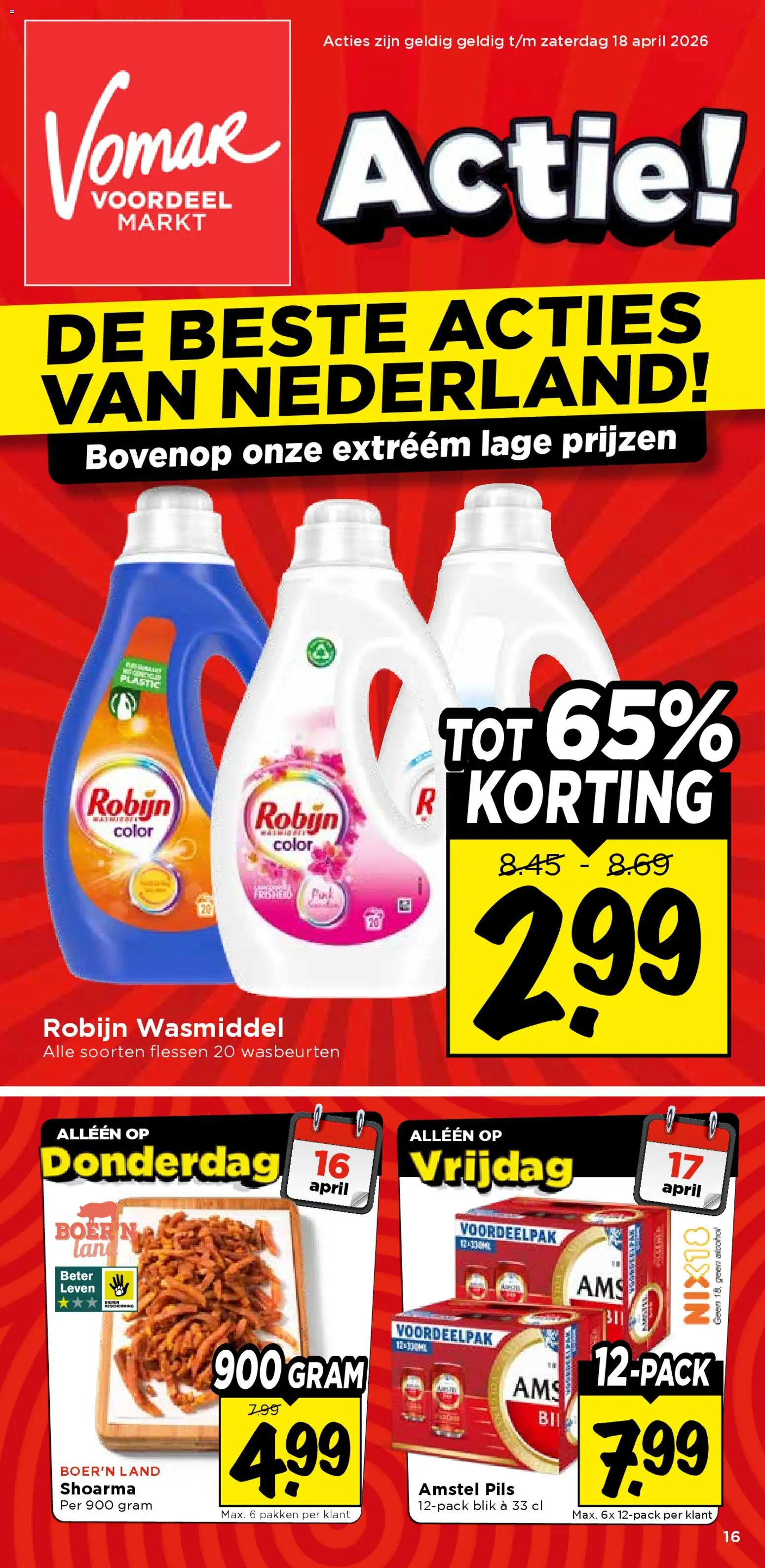 Voorbeeld van Vomar folder - Weekend folder van winkel Vomar geldig vanaf 16-04-2026 - Wasmiddel, Robijn
