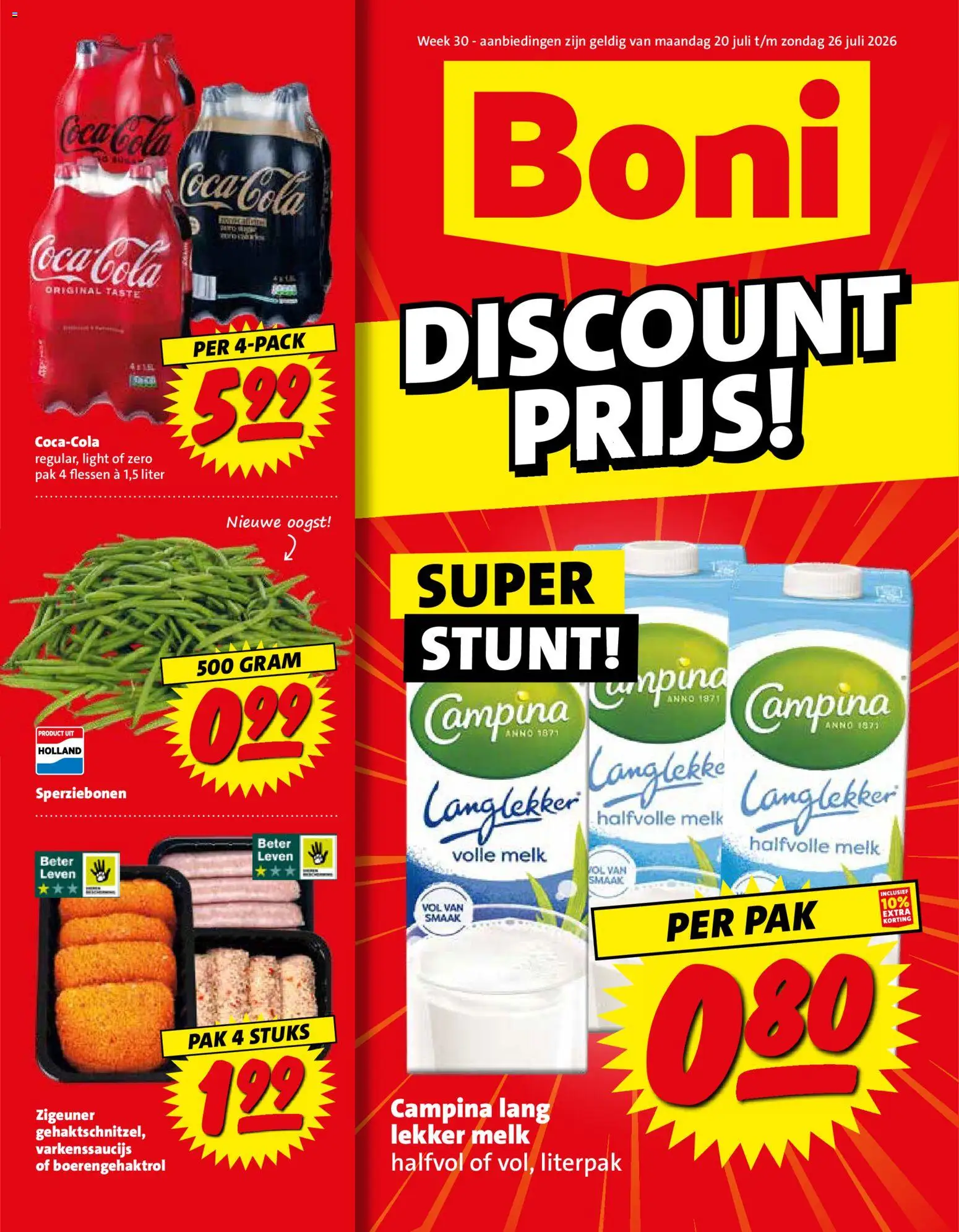 Voorbeeld van Boni folder week 30 van winkel Boni geldig vanaf 20-07-2026 - Coca Cola, Melk, Halfvolle Melk, Volle melk