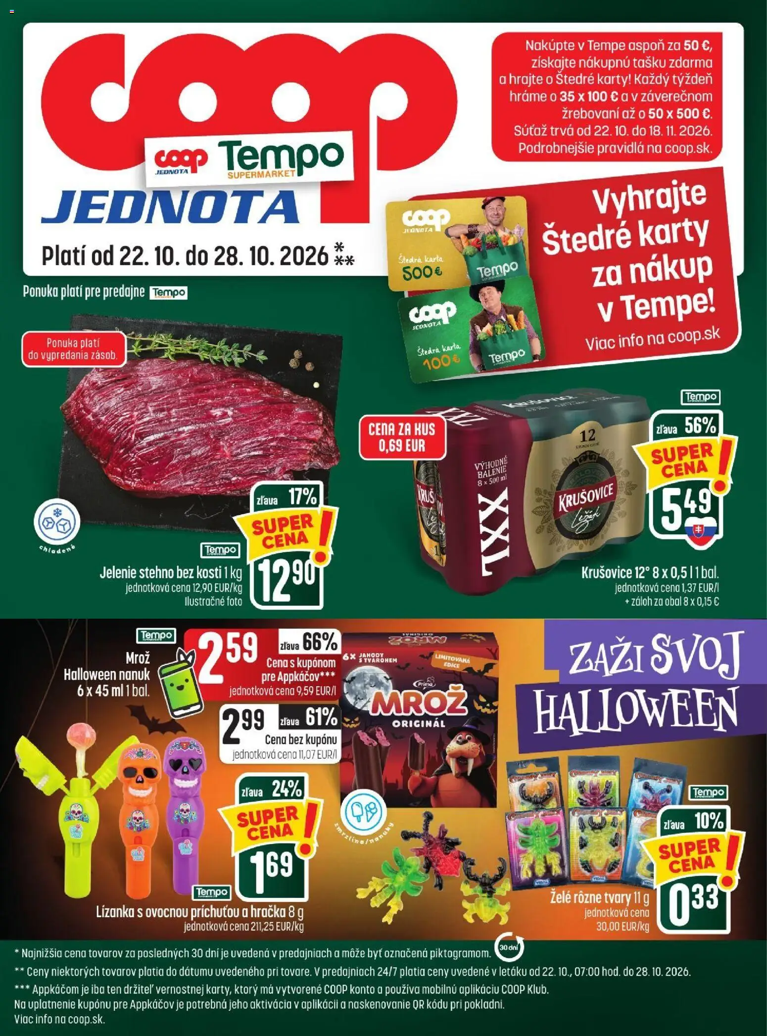Náhľad COOP Jednota letáku platného od 22.10.2026 - Jahody, Krušovice, Nanuk