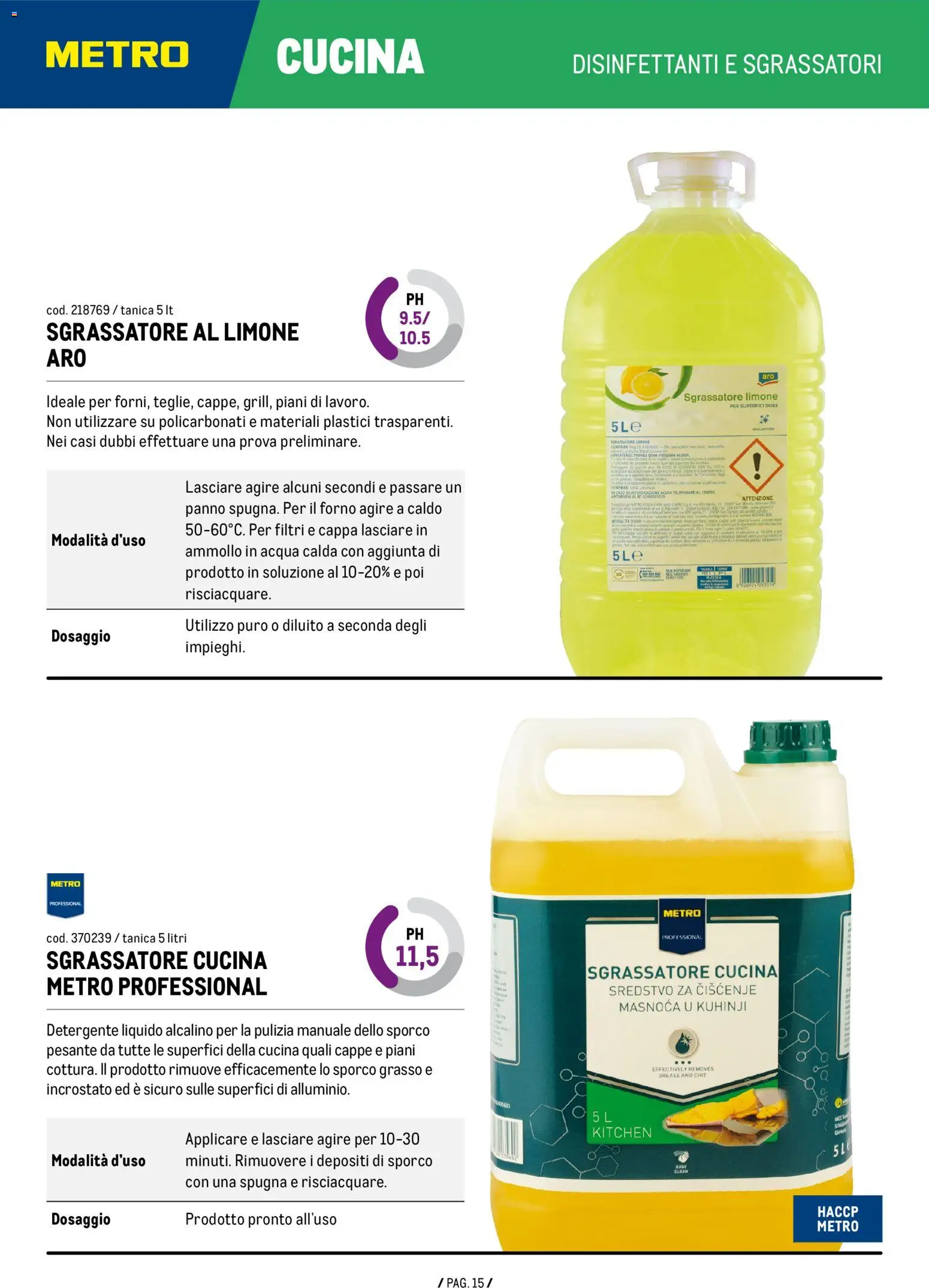 Anteprima dell'opuscolo Metro volantino Detergenza dal negozio Metro valido da 04/06/2026 - Acqua, Forno, Limone, Spugna, Il forno, Sgrassatore, Detergente, Tanica