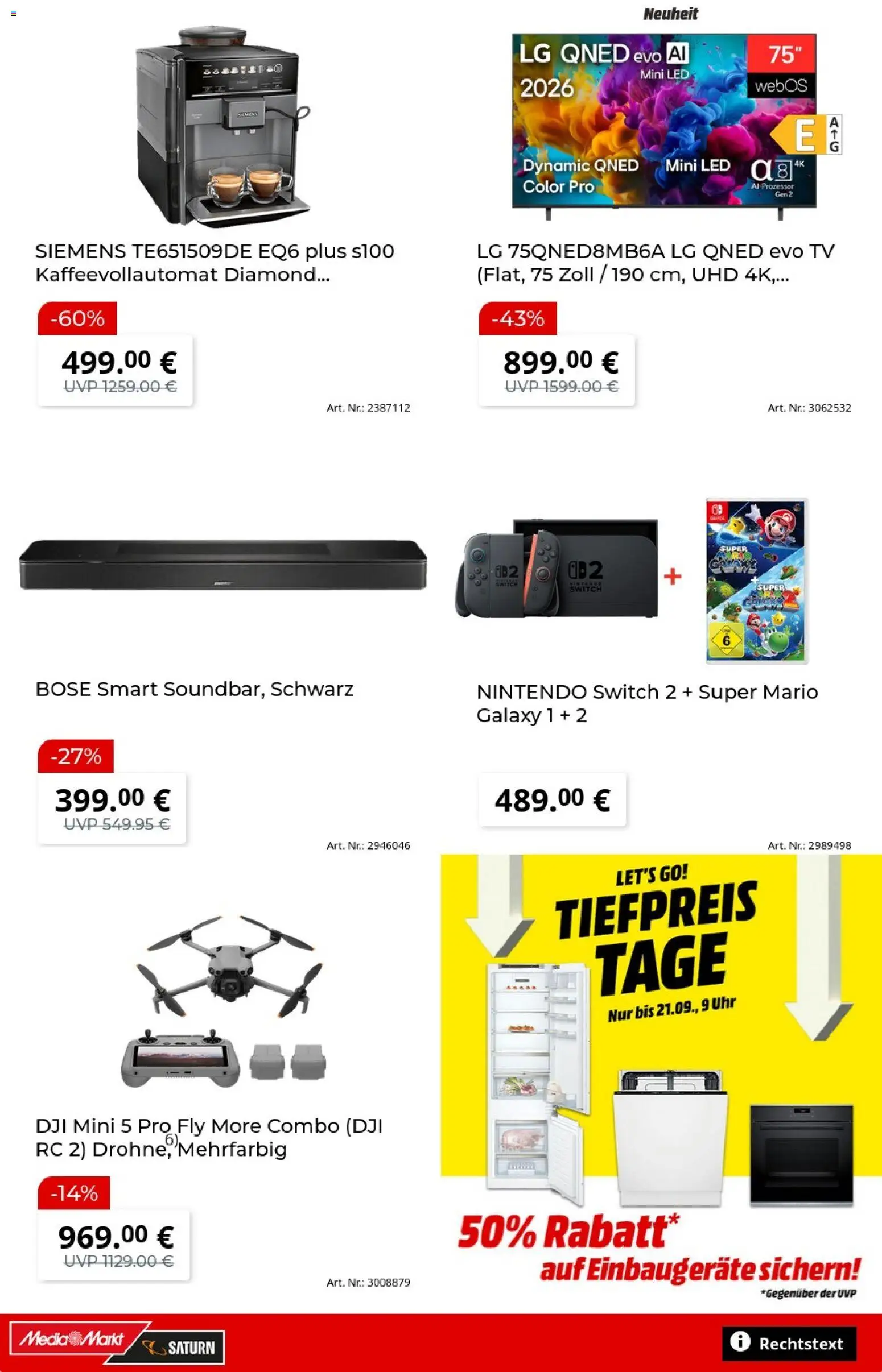 Vorschau von dem Prospekt des Geschäftes Media Markt, gültig ab dem 07.09.2026 - TV, Kaffeevollautomat, Uhr, Siemens, LG