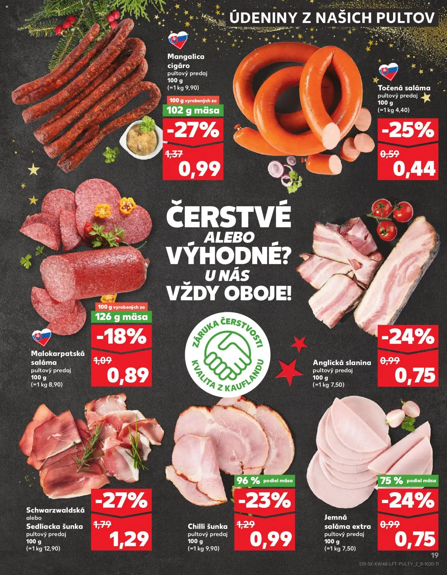 Náhľad Kaufland letáku platného od 27.11.2025 - Chilli, Šunka, Slanina, Saláma, Anglická slanina, Údeniny
