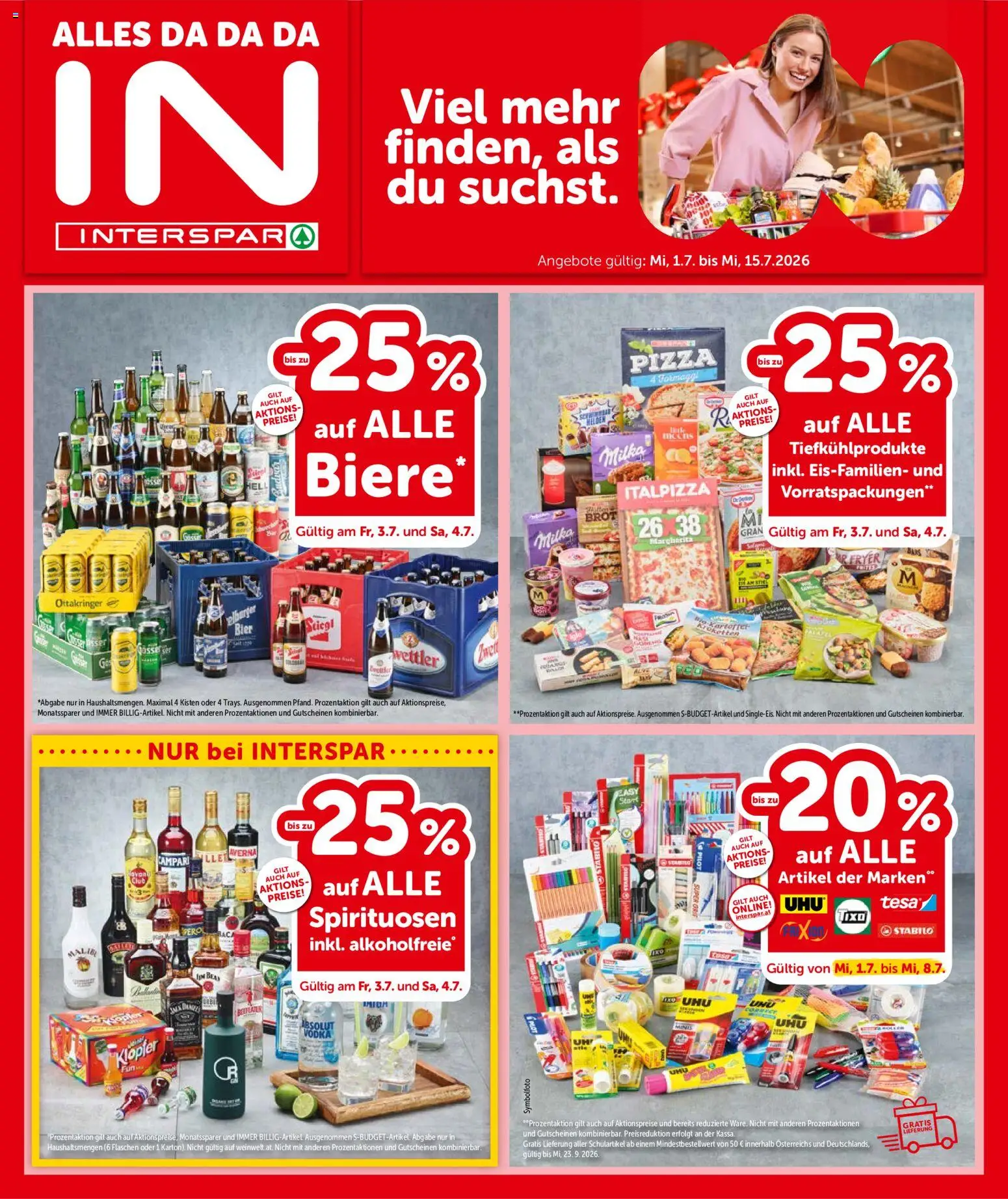 Vorschau der Angebote: Interspar Interspar Flugblatt - Wien gültig ab 01.07.2026 - Pizza, Bier, Campari, Brot