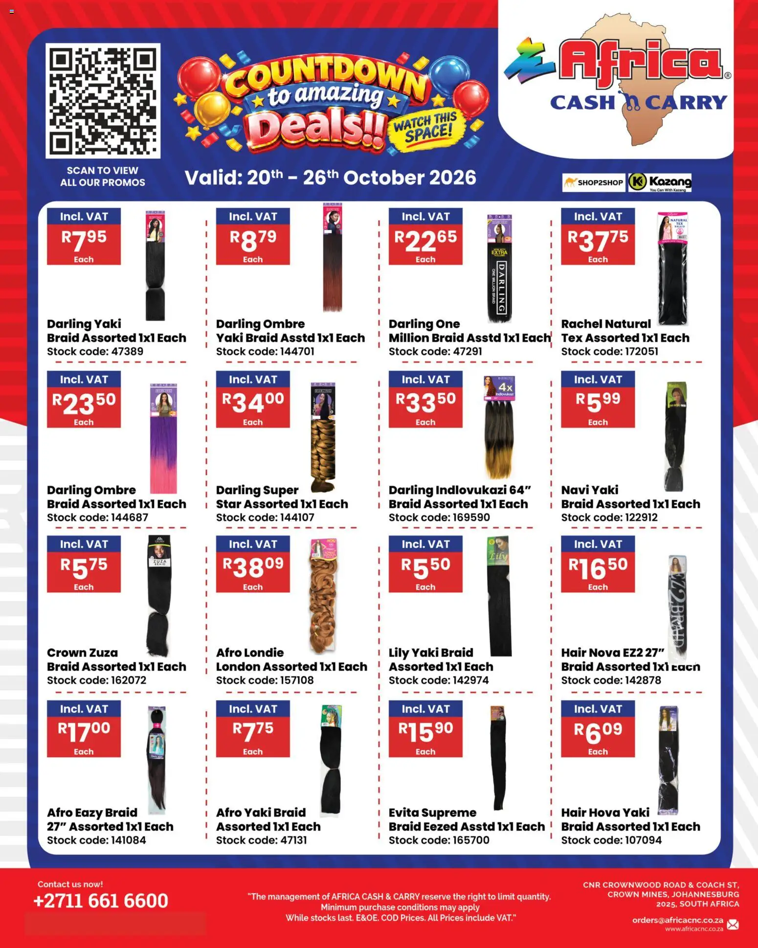 Preview of Africa Cash & Carry flyer valid from 20/10/2026 - Watch, Stock