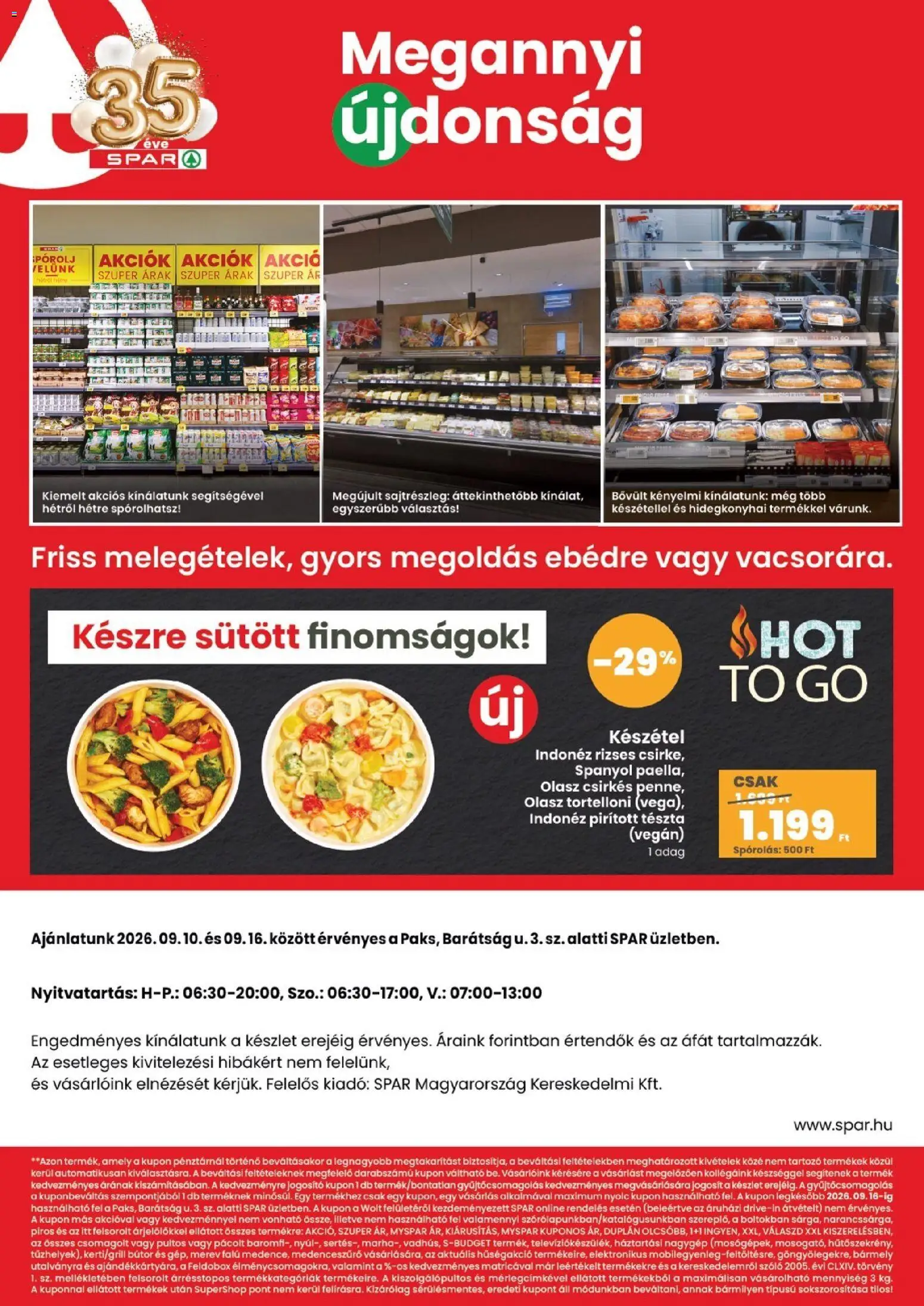 Spar - SPAR Paks üzlet megújulás megtekintése, amely érvényes 2026.09.10.-től - Bútor, Szőlő, Tészta, Csirke, Vegán, Készétel