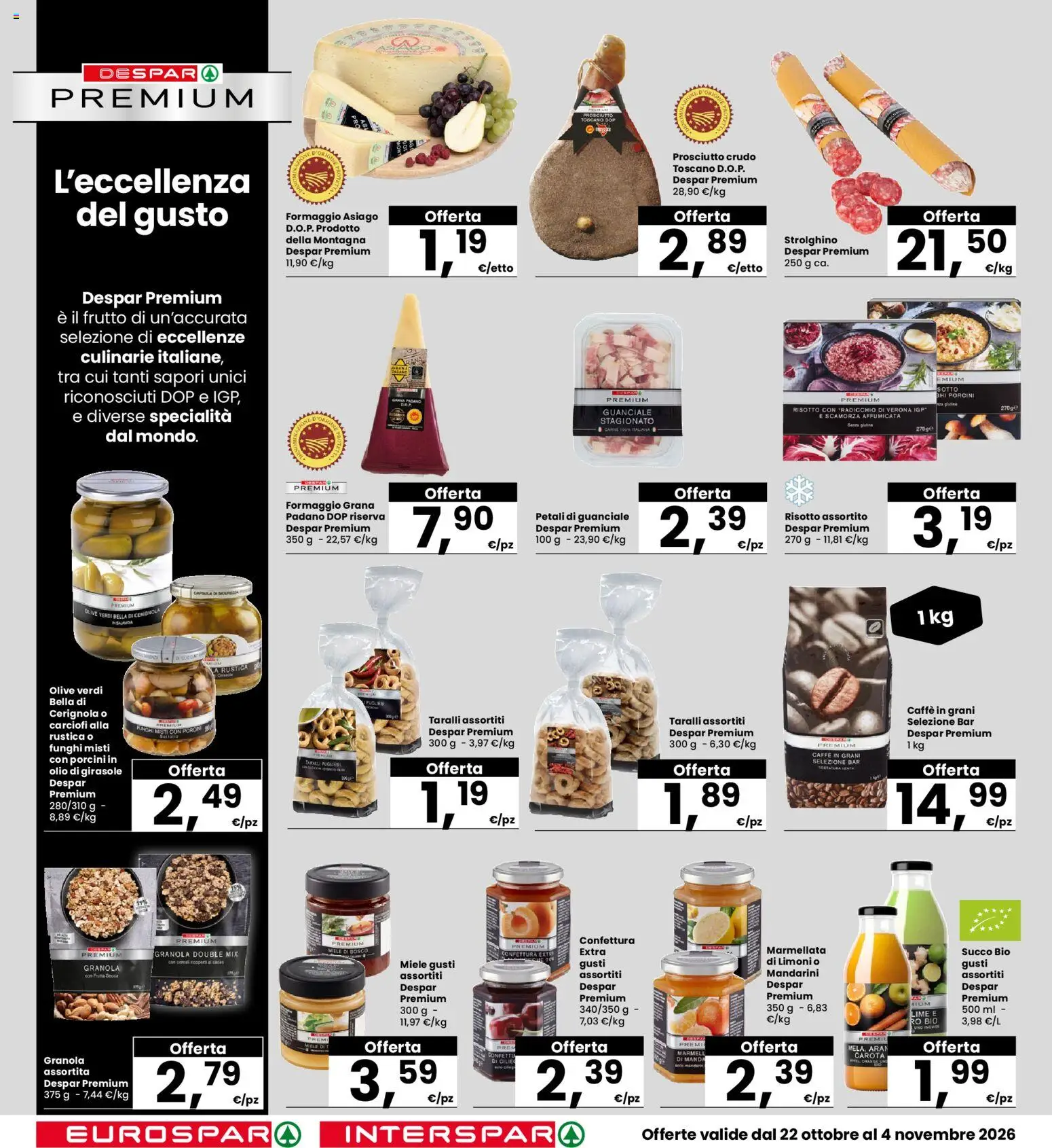 Anteprima dell'opuscolo Eurospar volantino Carpi dal negozio Eurospar valido da 22/10/2026 - Lime, Guanciale, Prosciutto, Taralli, Mandarini, Mele, Cacao, Marmellata