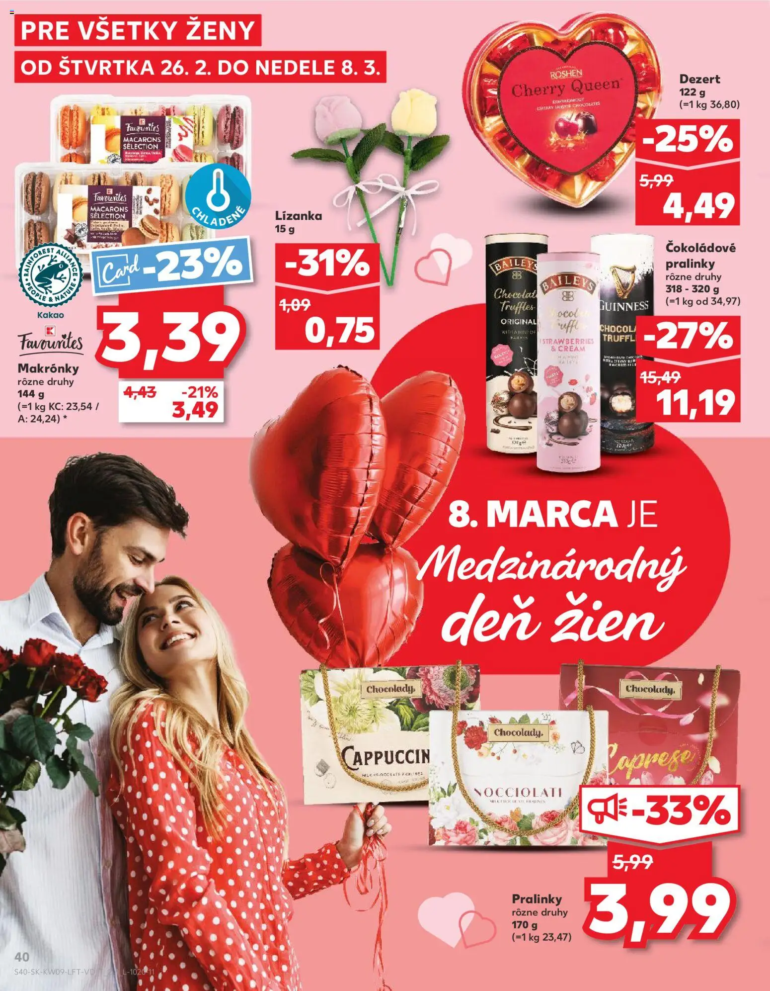 Náhľad Kaufland letáku platného od 26.02.2026 - Baileys, Makronky, Dezert, Kakao