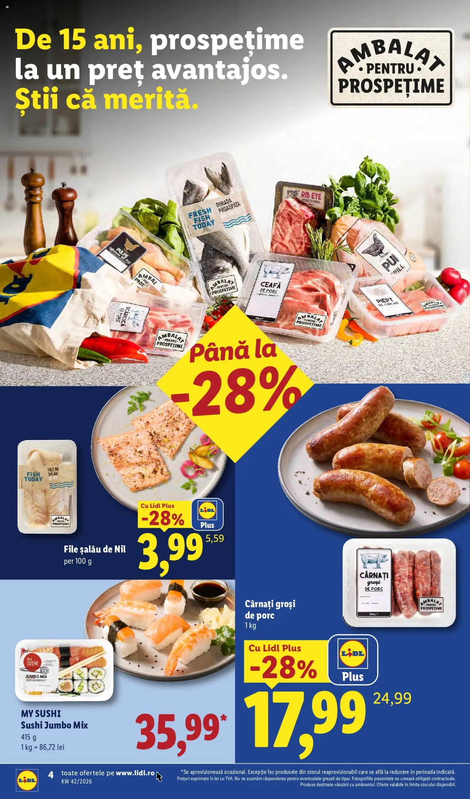 Previzualizarea de cataloage: Lidl Lidl Catalog valabil de la 12.10.2026 - Sushi, Pui, Plus, Cârnați, Piept de curcan
