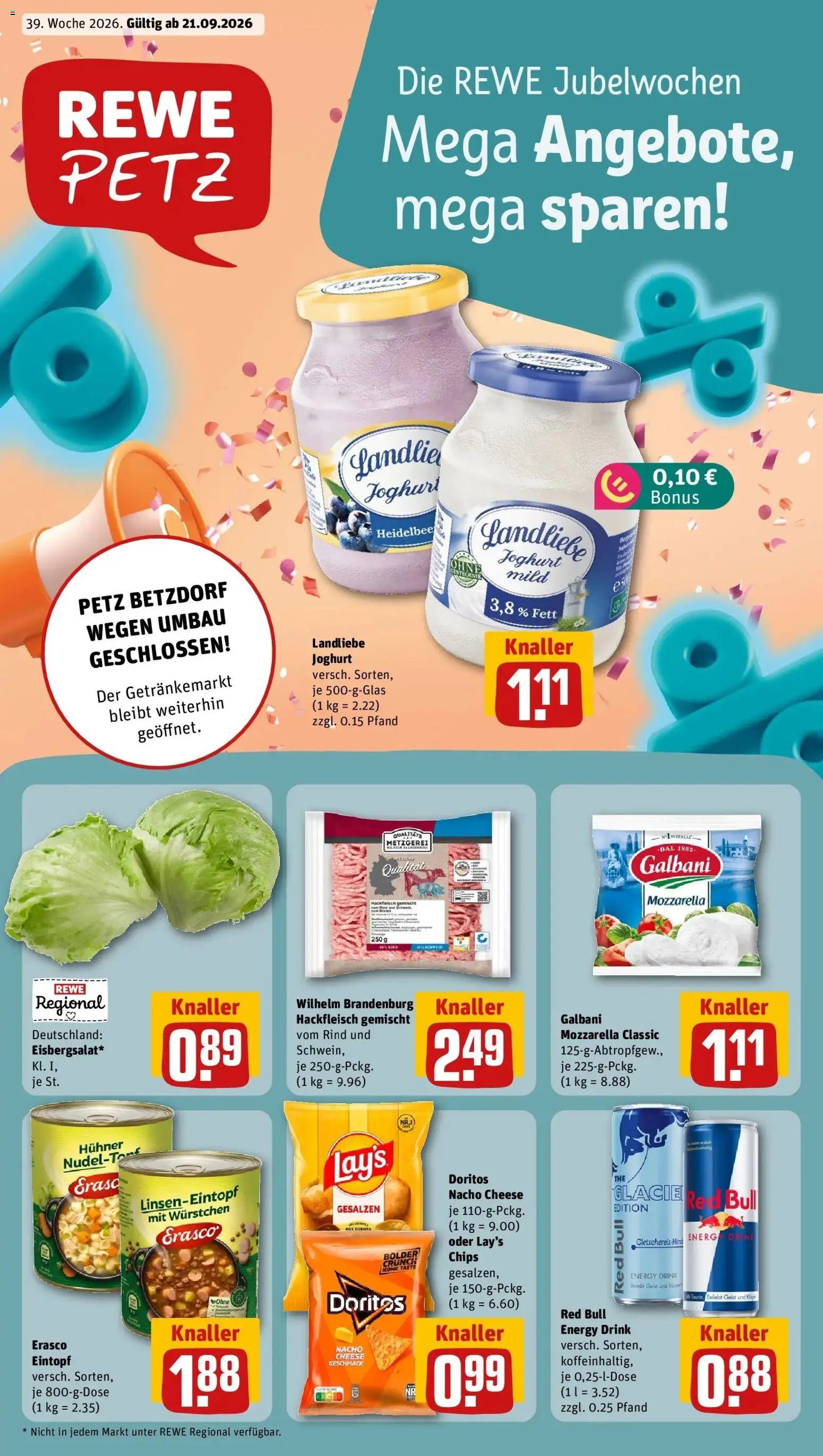 Vorschau von dem Prospekt des Geschäftes Rewe, gültig ab dem 21.09.2026