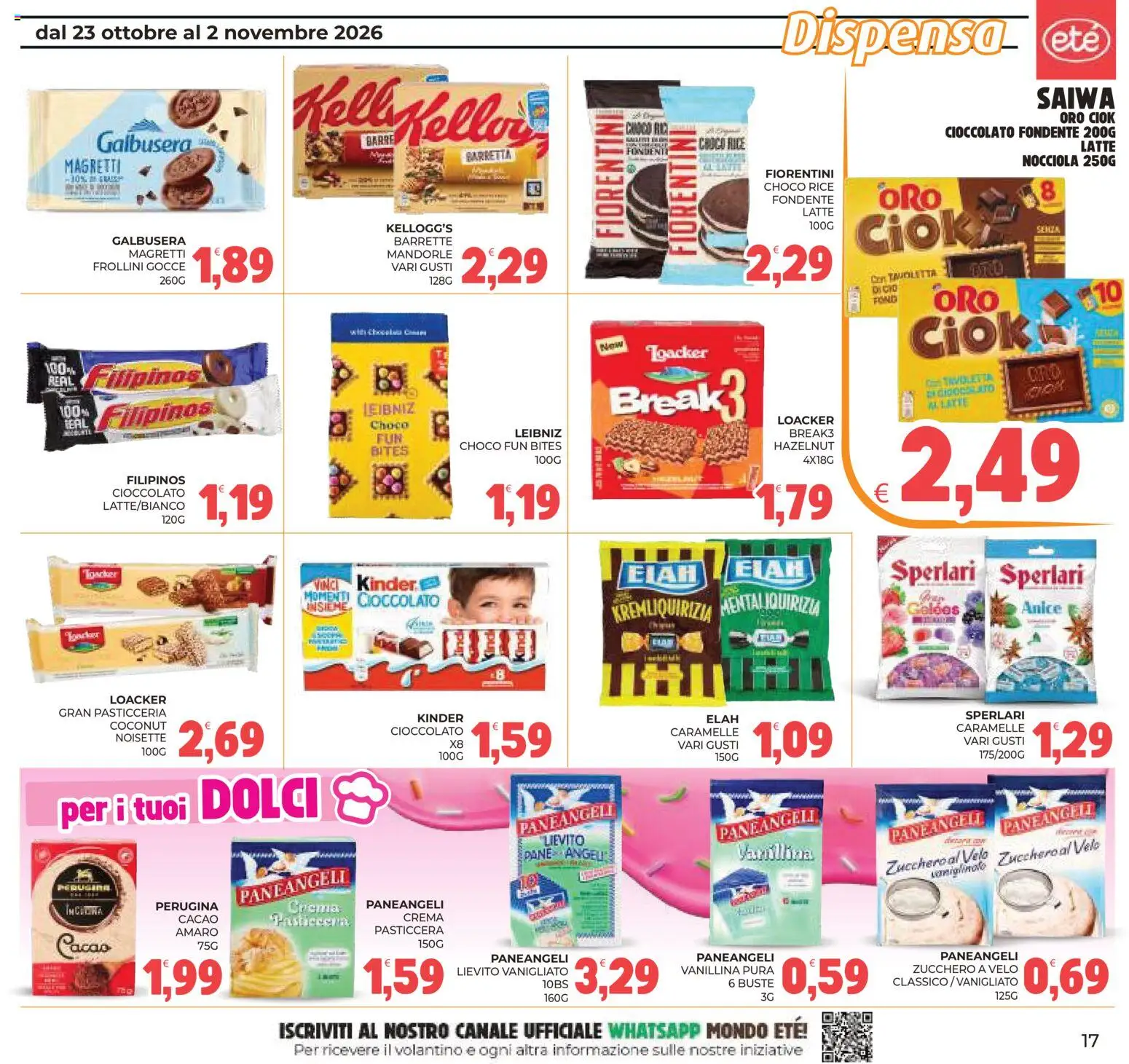 Anteprima dell'opuscolo Eté volantino dal negozio Eté valido da 23/10/2026 - Zucchero, Dolci, Cioccolato, Mandorle, Amaro, Lievito, Frollini, Barretta