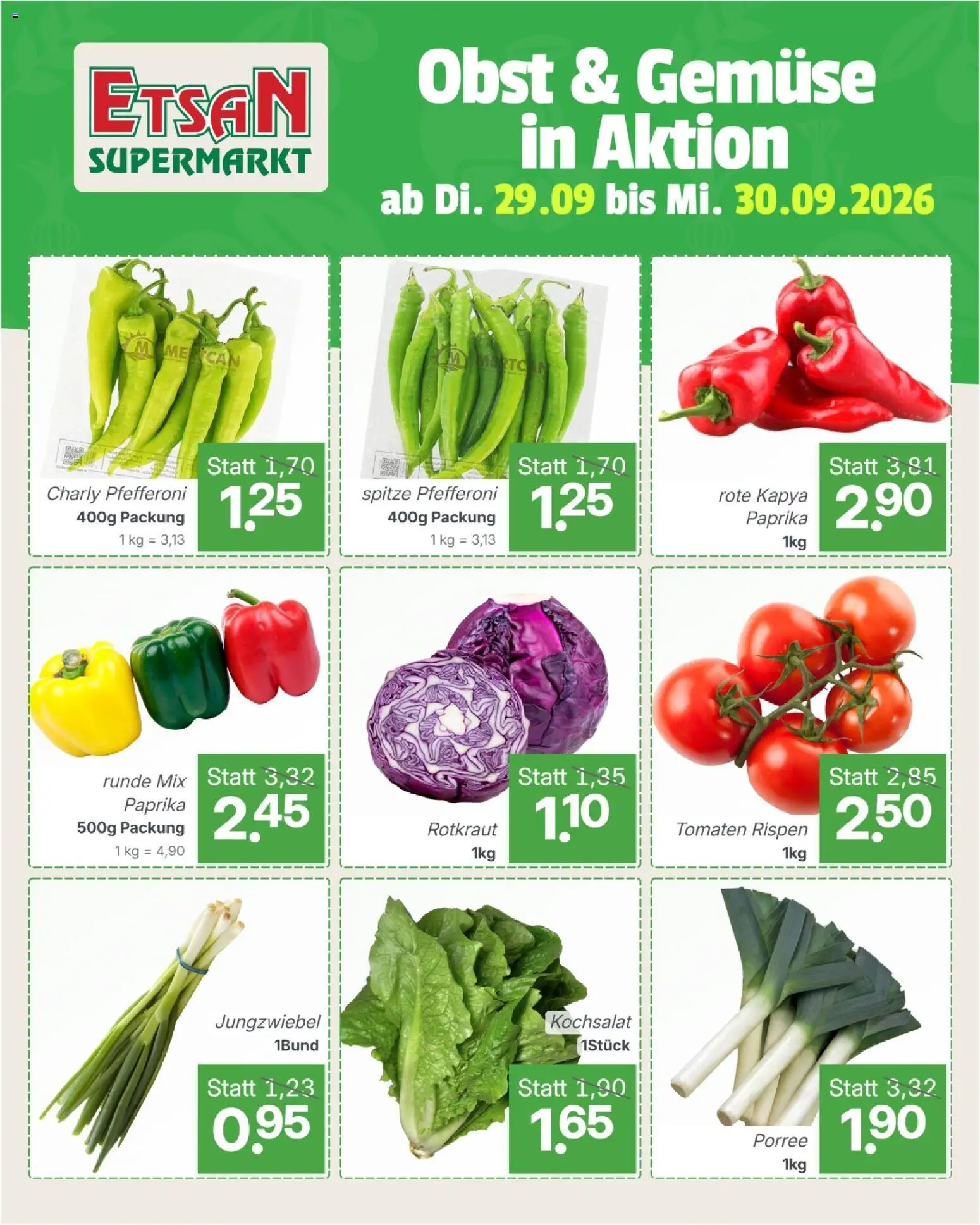 Vorschau der Angebote: ETSAN ETSAN Flugblatt gültig ab 29.09.2026 - Gemüse, Obst, Tomaten