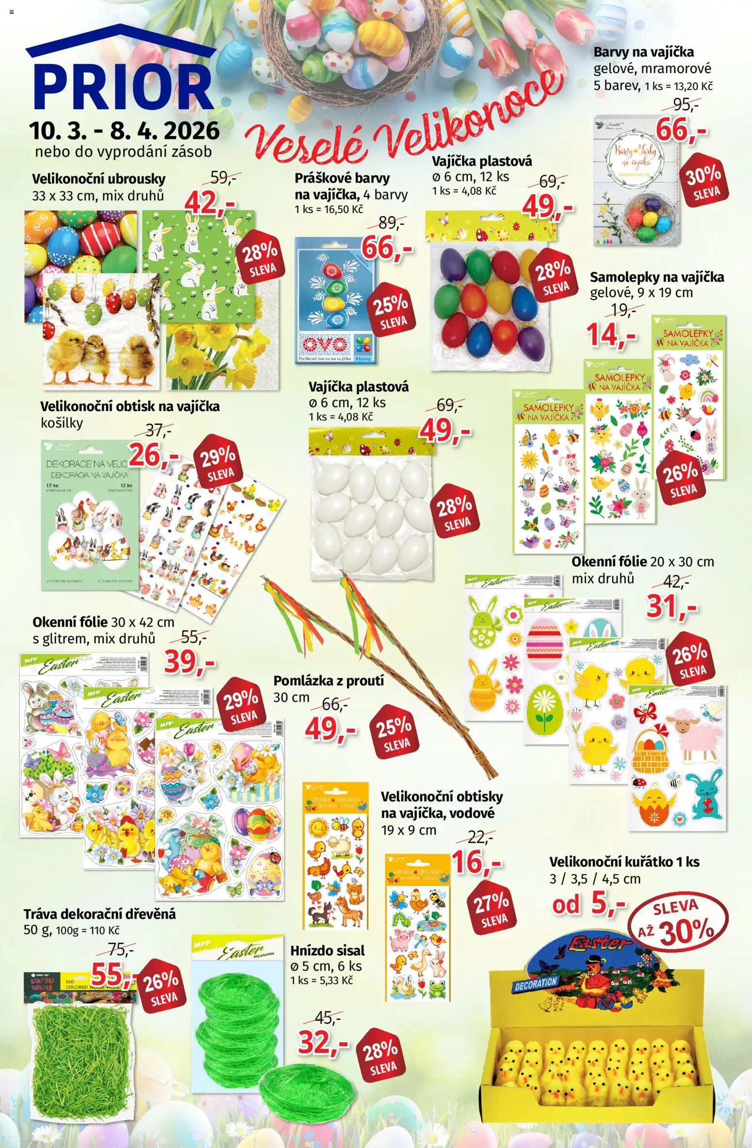 Náhled nabídky: Prior Prior - Akční Nabídka Velikonočních Dekorací platný od 10.03.2026 - Dekorace, Barvy, Samolepky, Vajíčka, Barvy na vajíčka, Ubrousky, Fólie