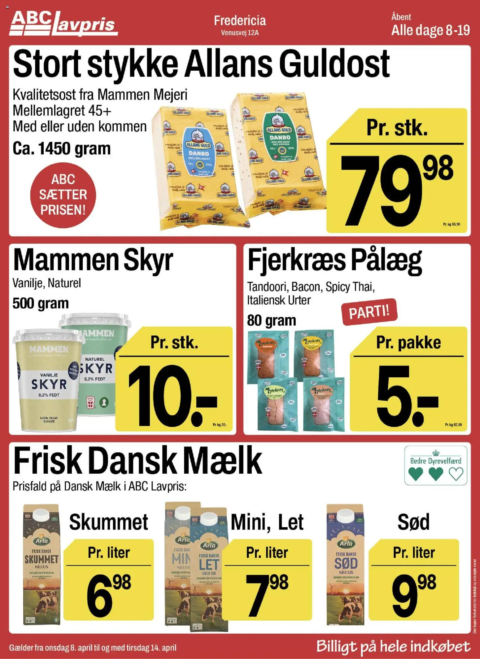 Eksempel på tilbudsavis Abc Lavpris - Fredericia fra butik Abc Lavpris gyldig fra 08/04/2026 - Skyr, Pålæg, Mælk, Vanilje