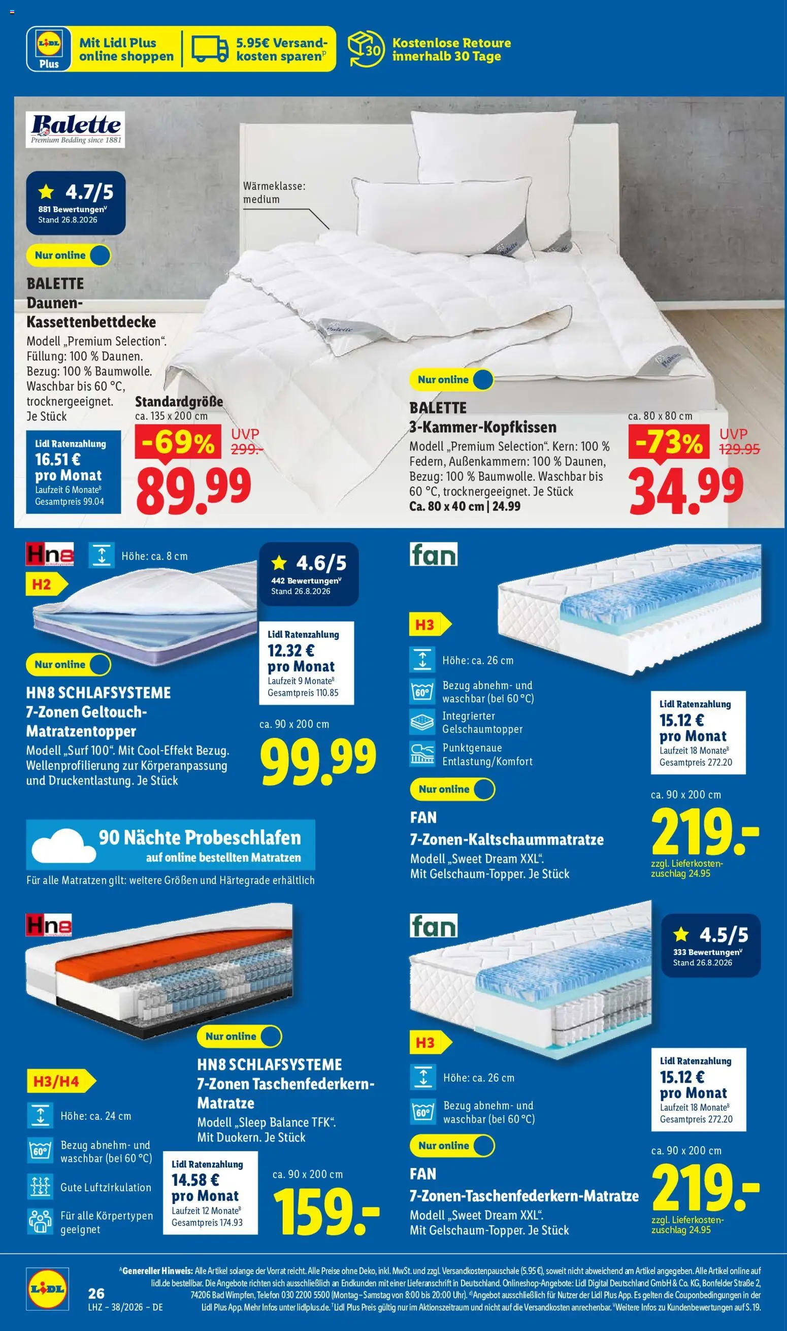 Vorschau von dem Prospekt des Geschäftes Lidl, gültig ab dem 14.09.2026 - Telefon, Matratze, Bad, Topper
