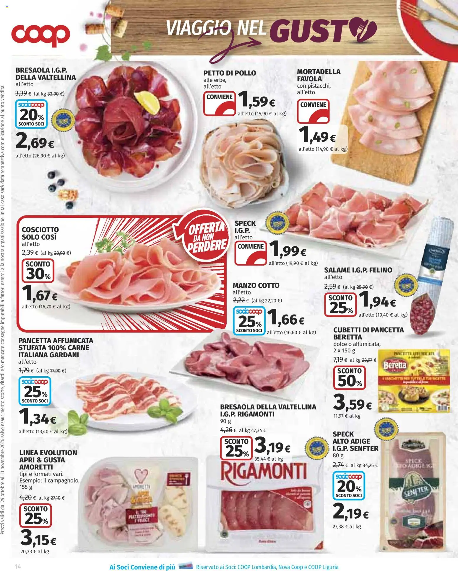 Anteprima dell'opuscolo COOP volantino Superstore dal negozio COOP valido da 29/10/2026 - Pollo, Carne, Mortadella, Petto di Pollo, Manzo, Salame, Pancetta, Data
