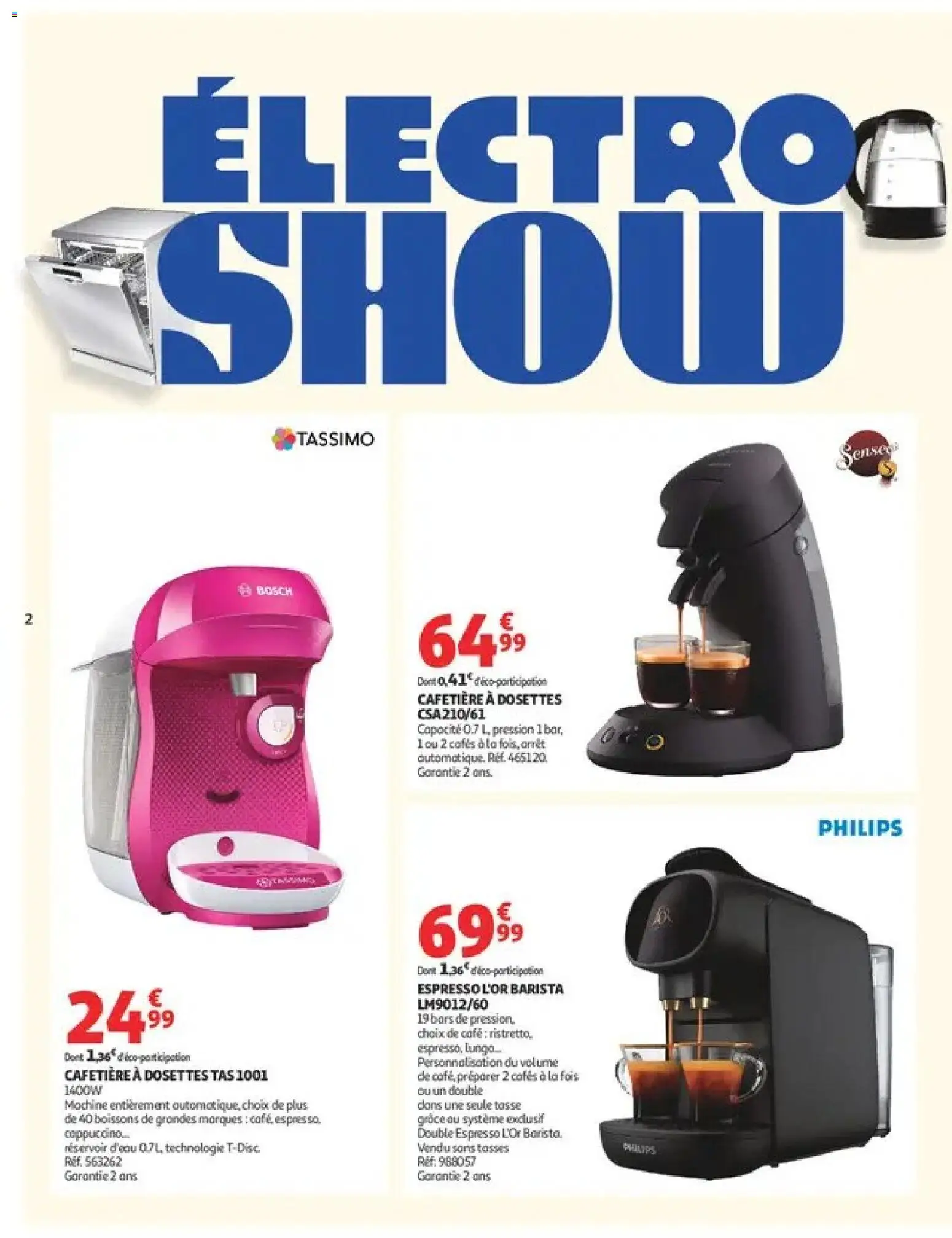 Prévisualisation de Auchan Electroshow du magasin Auchan formulaire valide 01/09/2026 - Café, Cafetière, Tassimo, Senseo, Tasses, Cafetière à dosettes, Boissons, Réservoir d'eau