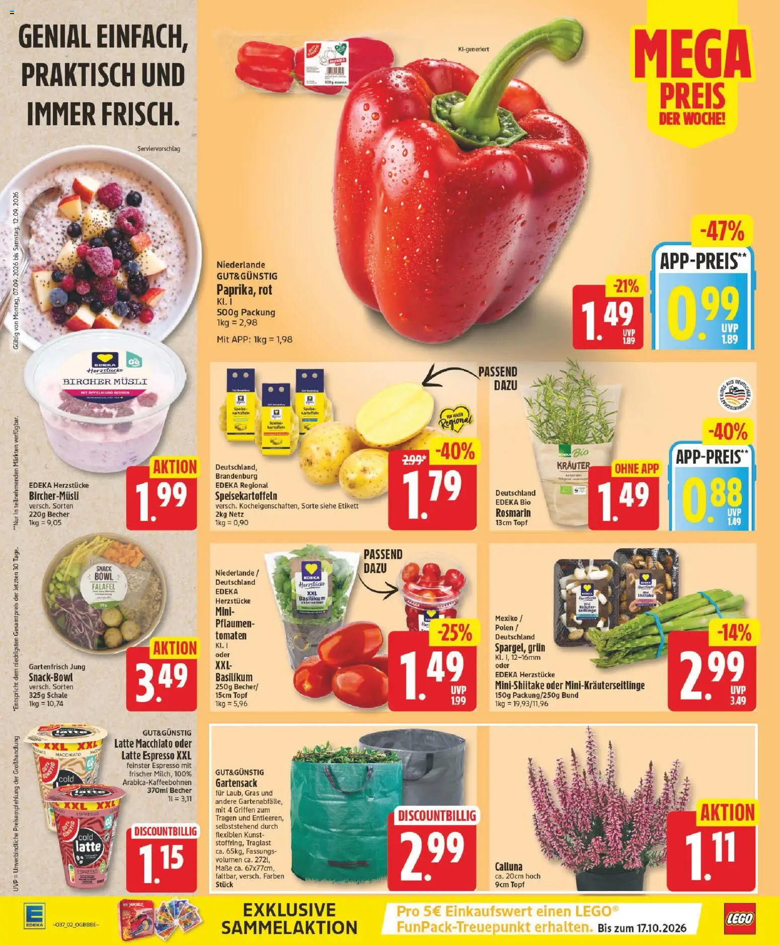Vorschau von dem Prospekt des Geschäftes Edeka, gültig ab dem 07.09.2026 - Pflaumen, Tomaten, Kartoffeln, Musli