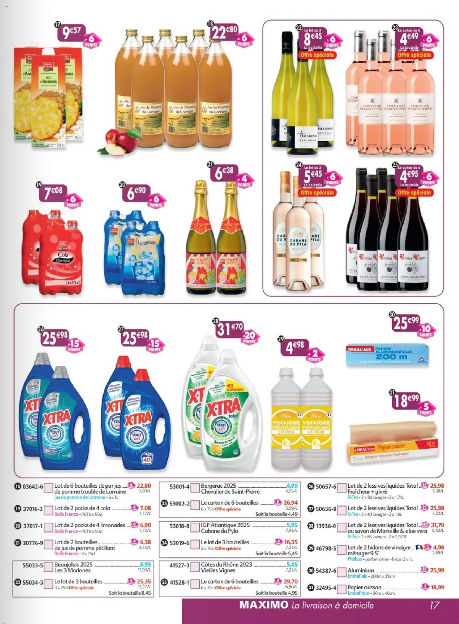 Prévisualisation de Maximo catalogue epicerie du magasin Maximo formulaire valide 26/10/2026 - Parfum, Pomme, Savon de marseille, Savon, Bouteille, Vinaigre, Limonade, Jus