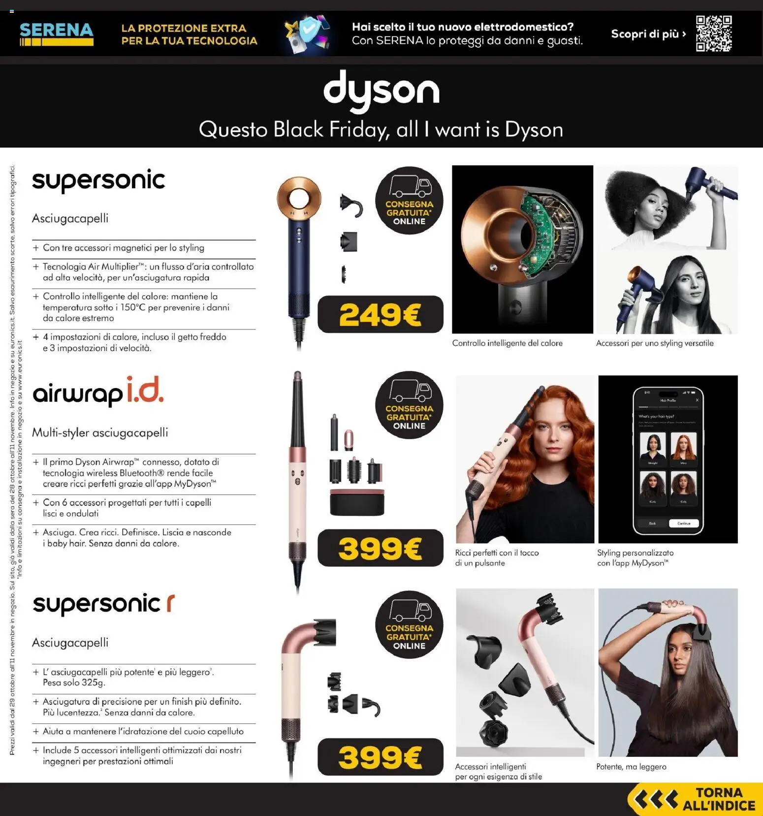 Anteprima dell'opuscolo Euronics Black Friday dal negozio Euronics valido da 29/10/2026 - Dyson, Asciugacapelli