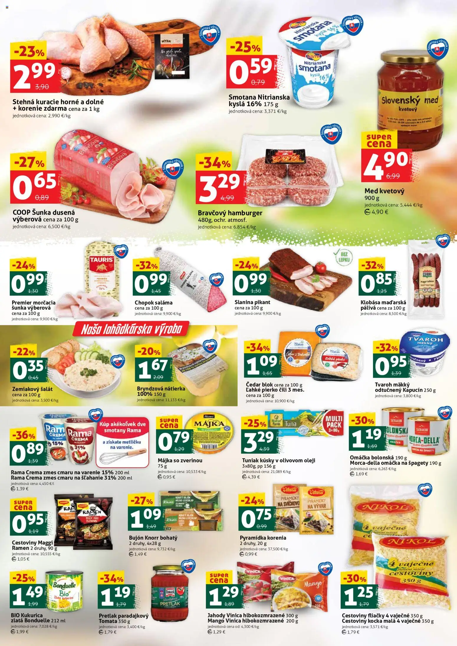 Náhľad COOP Jednota letáku platného od 30.10.2026 - Špagety, Kukurica, Tuniak, Jahody, Klobása, Korenie, Saláma, Bujón