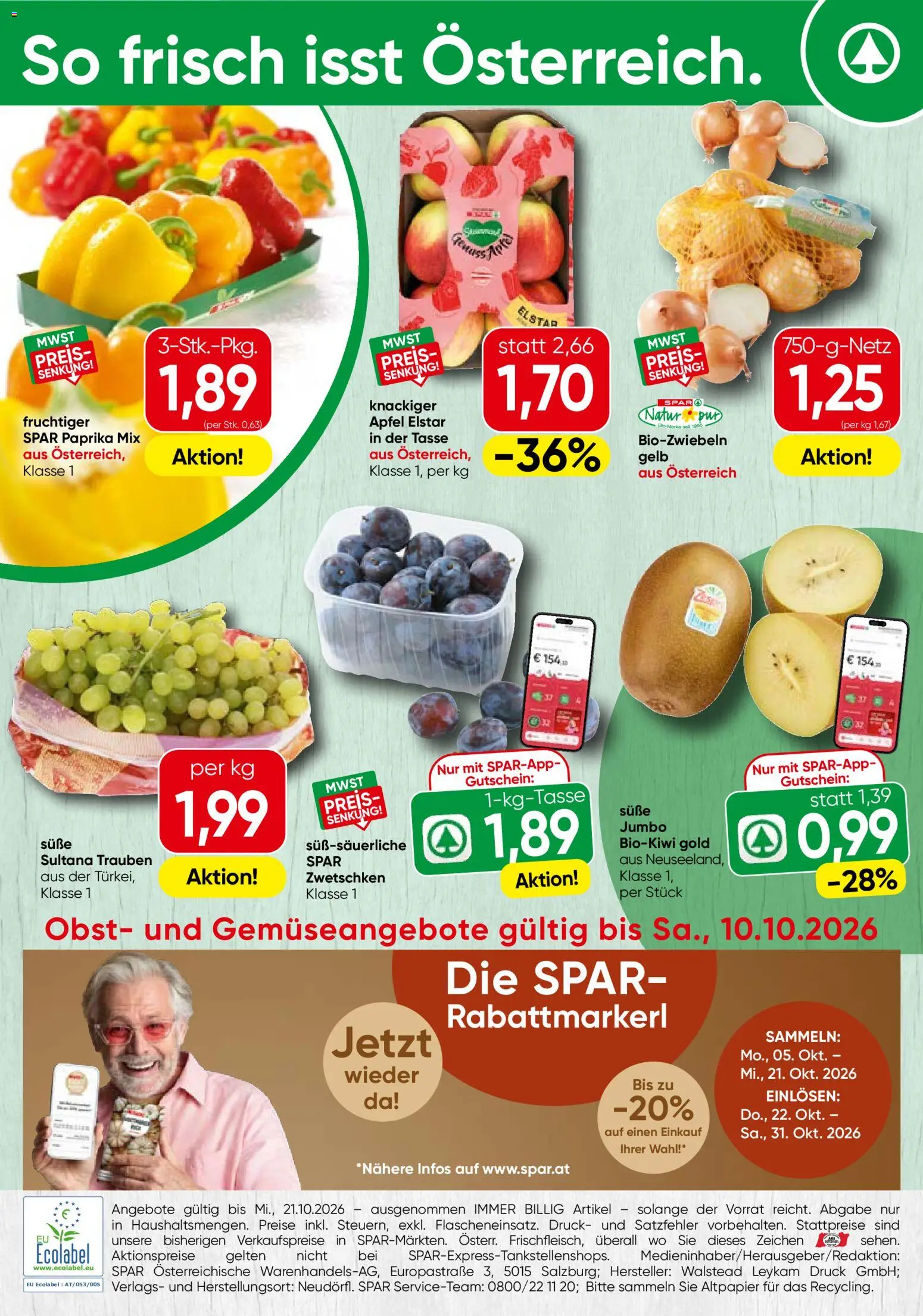 Vorschau der Angebote: Spar Spar Obst & Gemüse gültig ab 08.10.2026