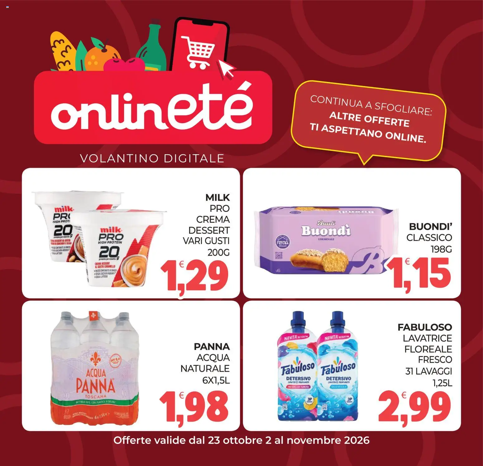 Anteprima dell'opuscolo Eté volantino Prime dal negozio Eté valido da 23/10/2026 - Acqua, Crema, Lavatrice, Dessert, Panna, Acqua naturale