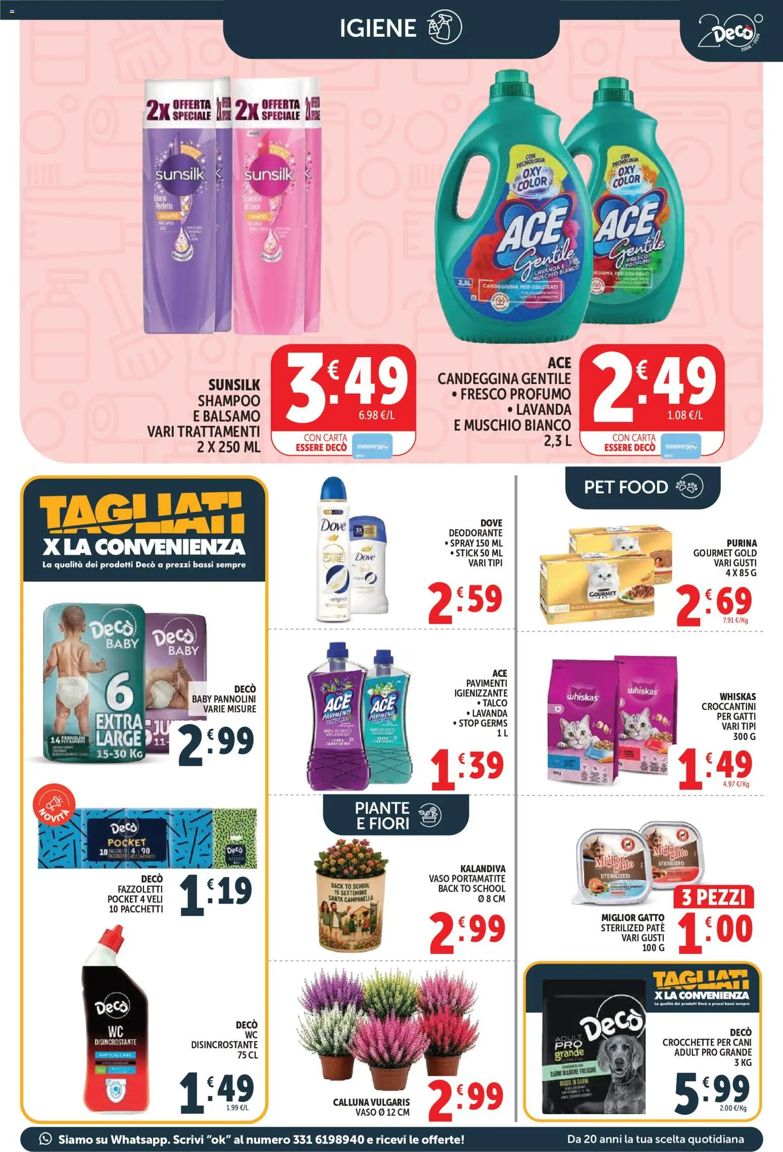Anteprima dell'opuscolo Decò volantino Market dal negozio Decò valido da 01/09/2026 - Fiori, Shampoo, Lavanda, Deodorante, Vaso, Pannolini, Crocchette, Crocchette per cani