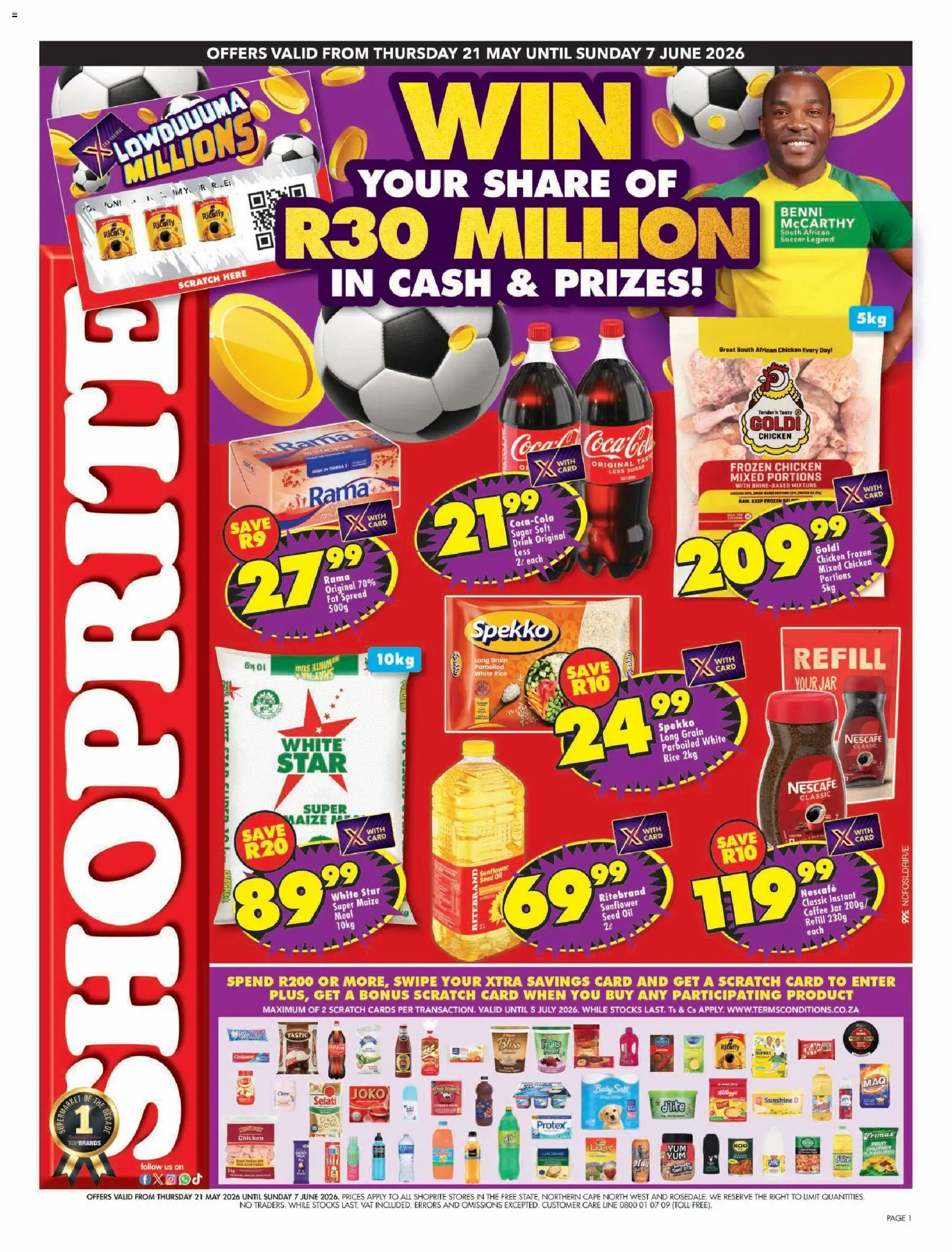 Preview of Shoprite flyer valid from 21/05/2026 - Coffee, Chicken, Rice, Chutney, Spread, Instant coffee, Frozen chicken, Fat spread