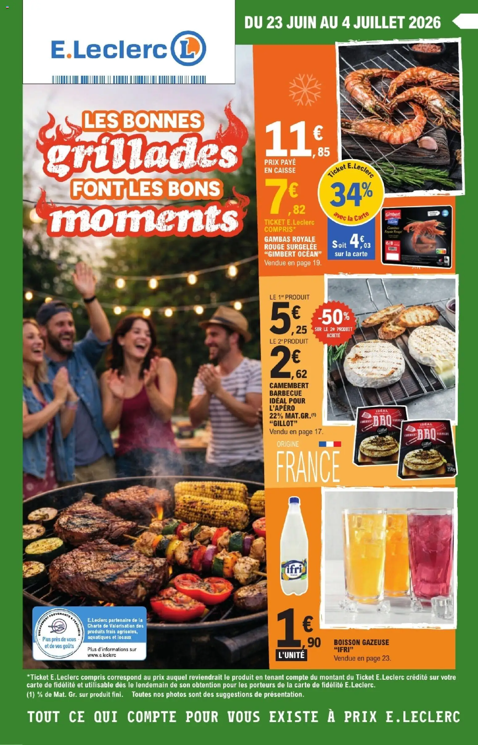 Prévisualisation de E.Leclerc Special BBQ du magasin E.Leclerc formulaire valide 24/06/2026 - Barbecue, Boisson, Camembert, Gambas
