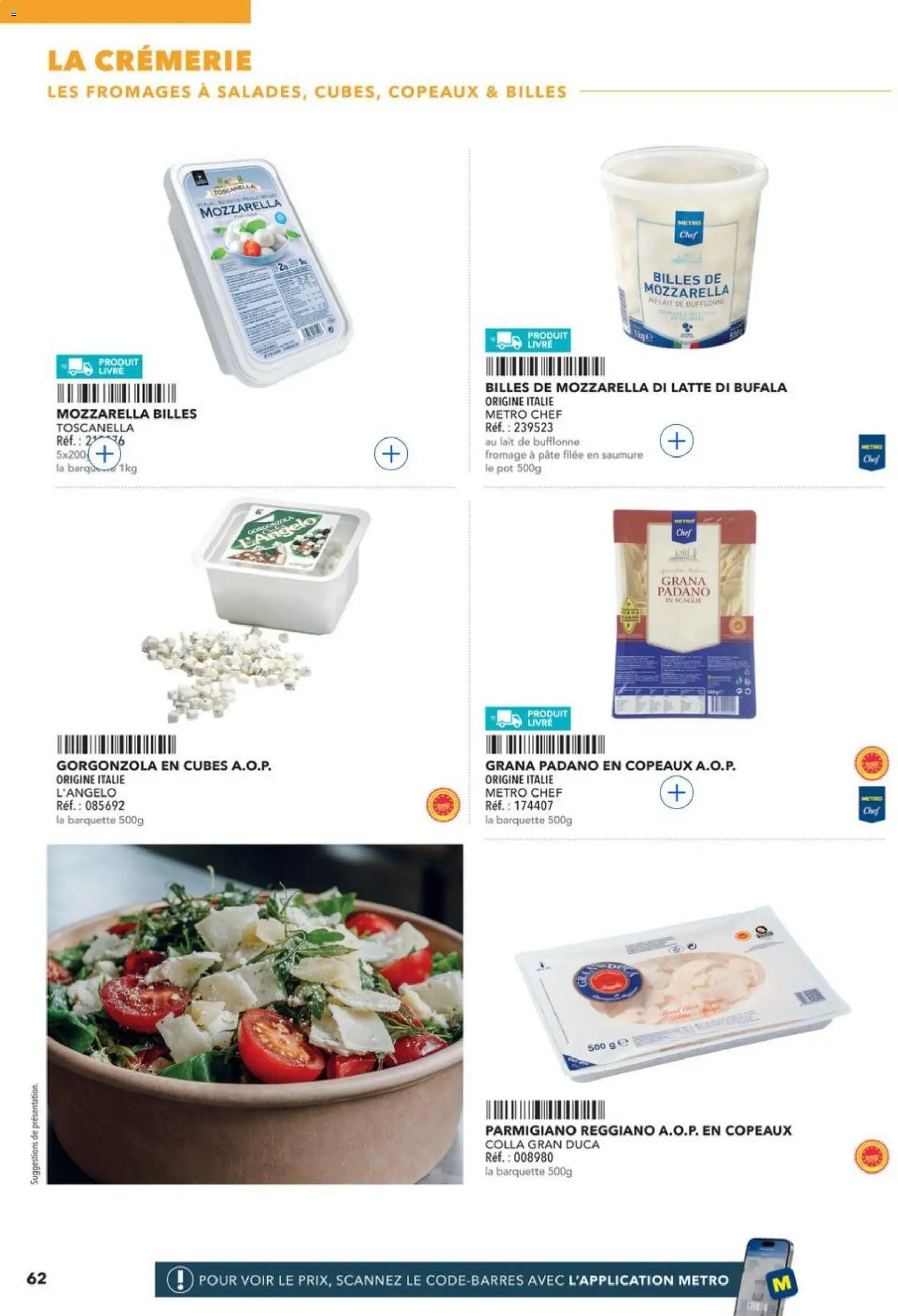Prévisualisation de METRO - Restauration rapide du magasin METRO formulaire valide 14/04/2026 - Fromage, Livre, Mozzarella, Lait, Pâte, Grana padano, Parmigiano Reggiano