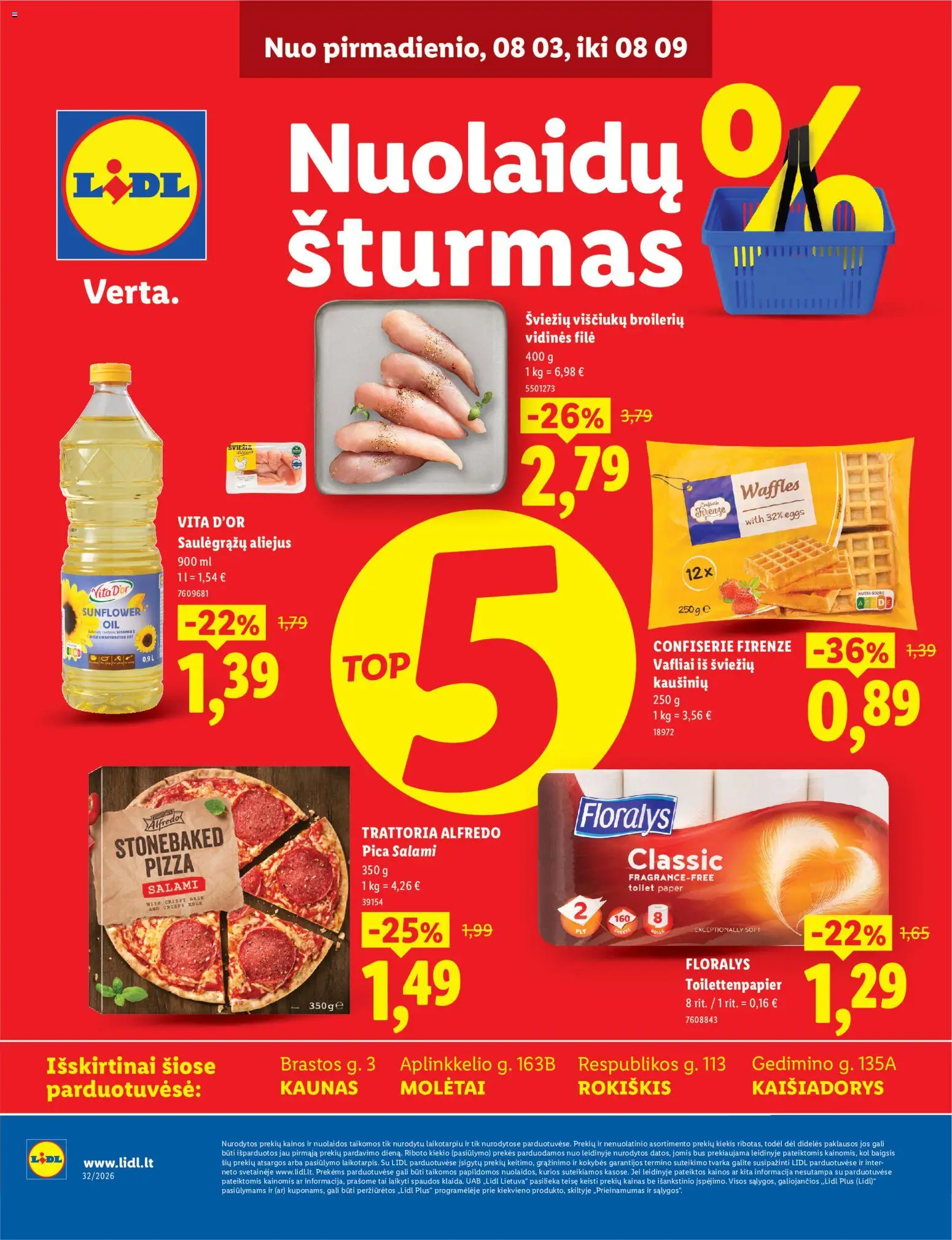 LIDL parduotuvės leidinio LIDL leidinys - Nuolaidų šturmas galiojančio nuo 2026.08.03 peržiūra