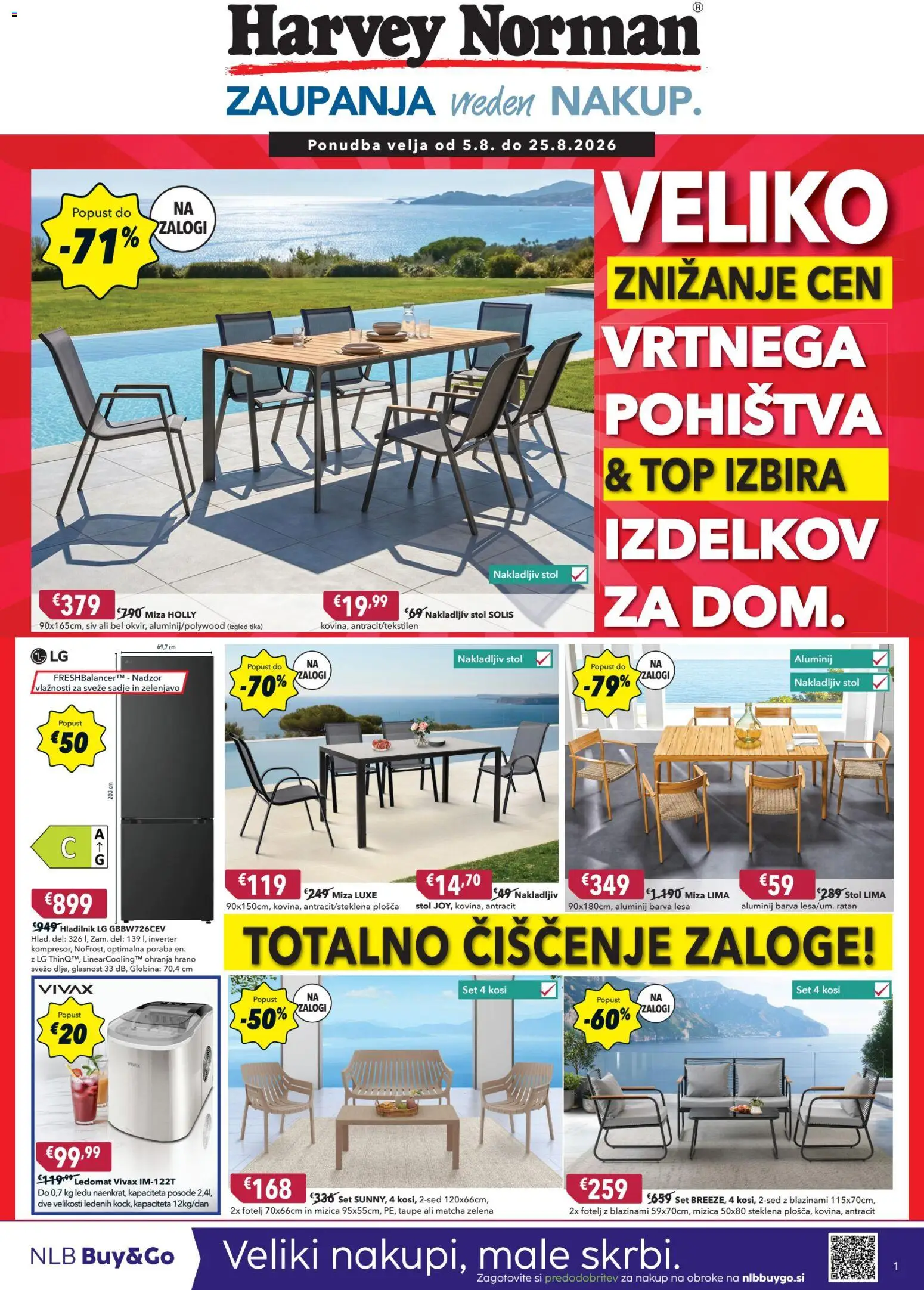 Predogled kataloga iz trgovine Harvey Norman veljaven od 05.08.2026 - Stol, Hladilnik, Ledomat, Zelena, Miza, Sadje, Barva, Mizica