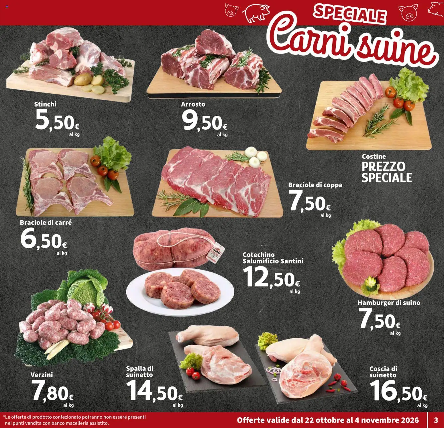 Anteprima dell'opuscolo SIGMA volantino dal negozio SIGMA valido da 22/10/2026 - Hamburger, Cotechino, Suino, Arrosto, Spalla