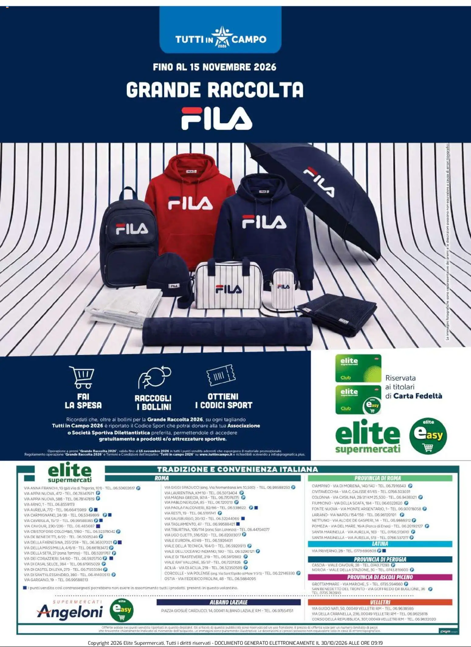 Anteprima dell'opuscolo Elite Supermercati volantino Tutti in Campo dal negozio Elite Supermercati valido da 26/10/2026