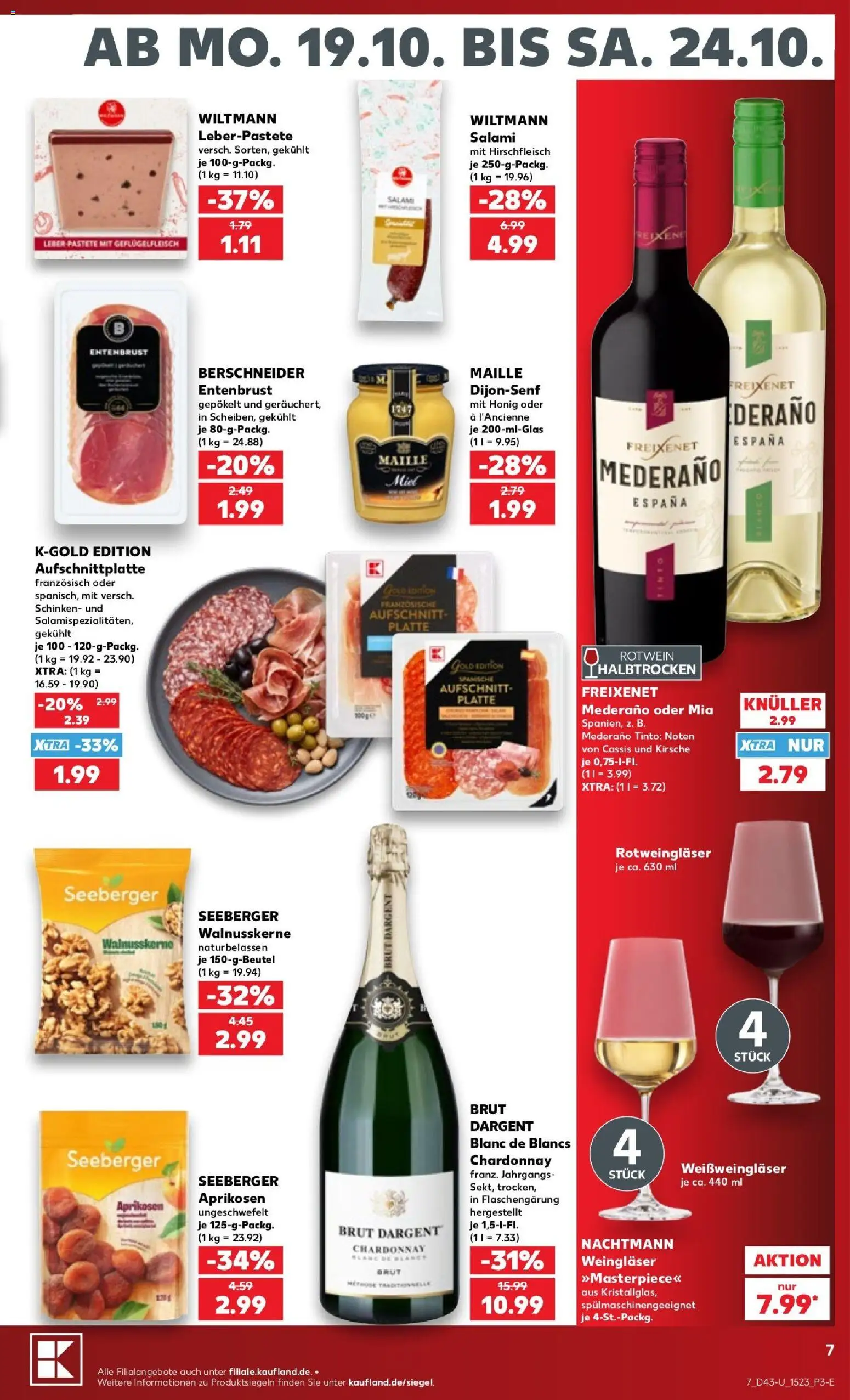 Vorschau von dem Prospekt des Geschäftes Kaufland, gültig ab dem 19.10.2026 - Salami, Schinken, Rotwein, Freixenet, Brut dargent