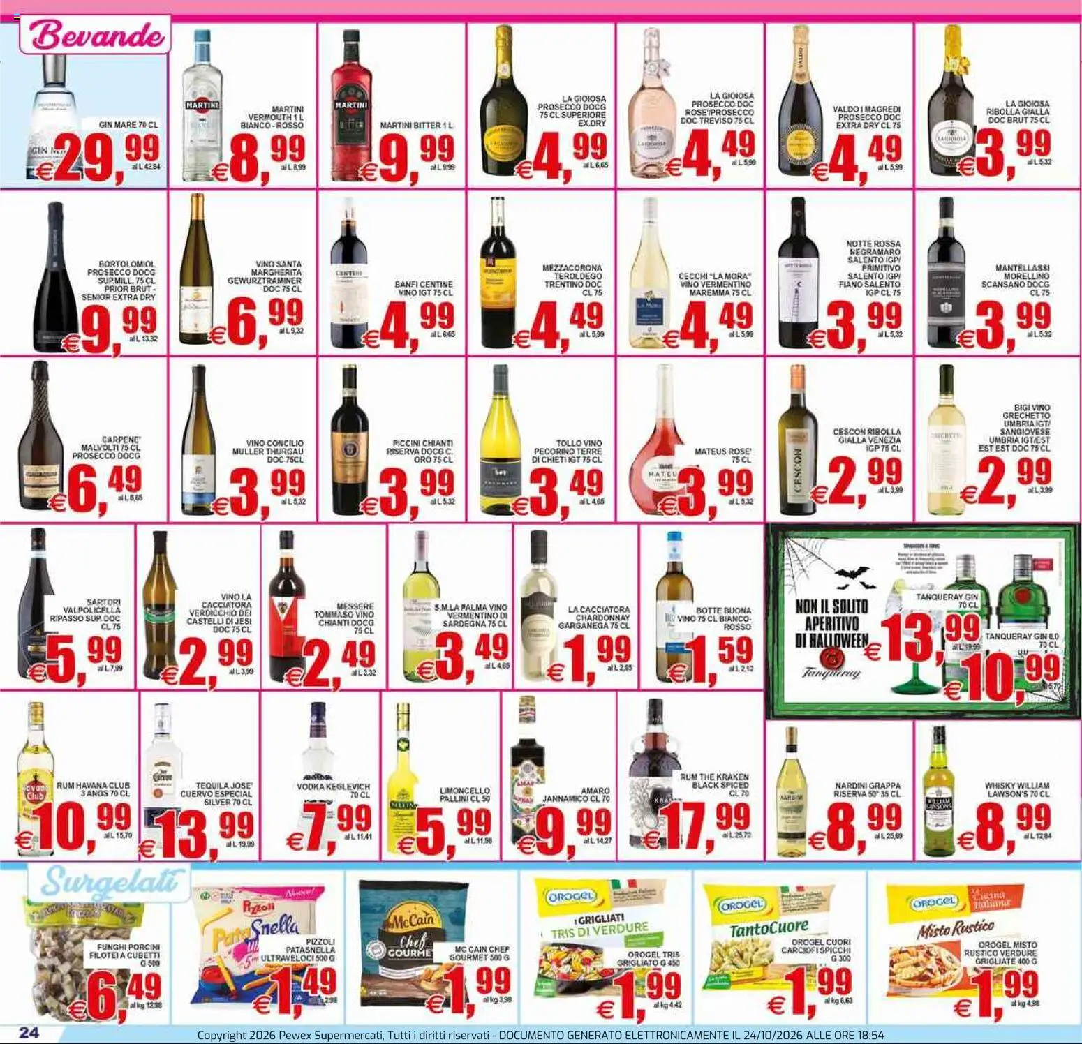 Anteprima dell'opuscolo Pewex volantino Ultramercato Irnerio dal negozio Pewex valido da 23/10/2026 - Whisky, Verdure, Martini, Pecorino, Grappa, Havana, Bevande, Martini Prosecco