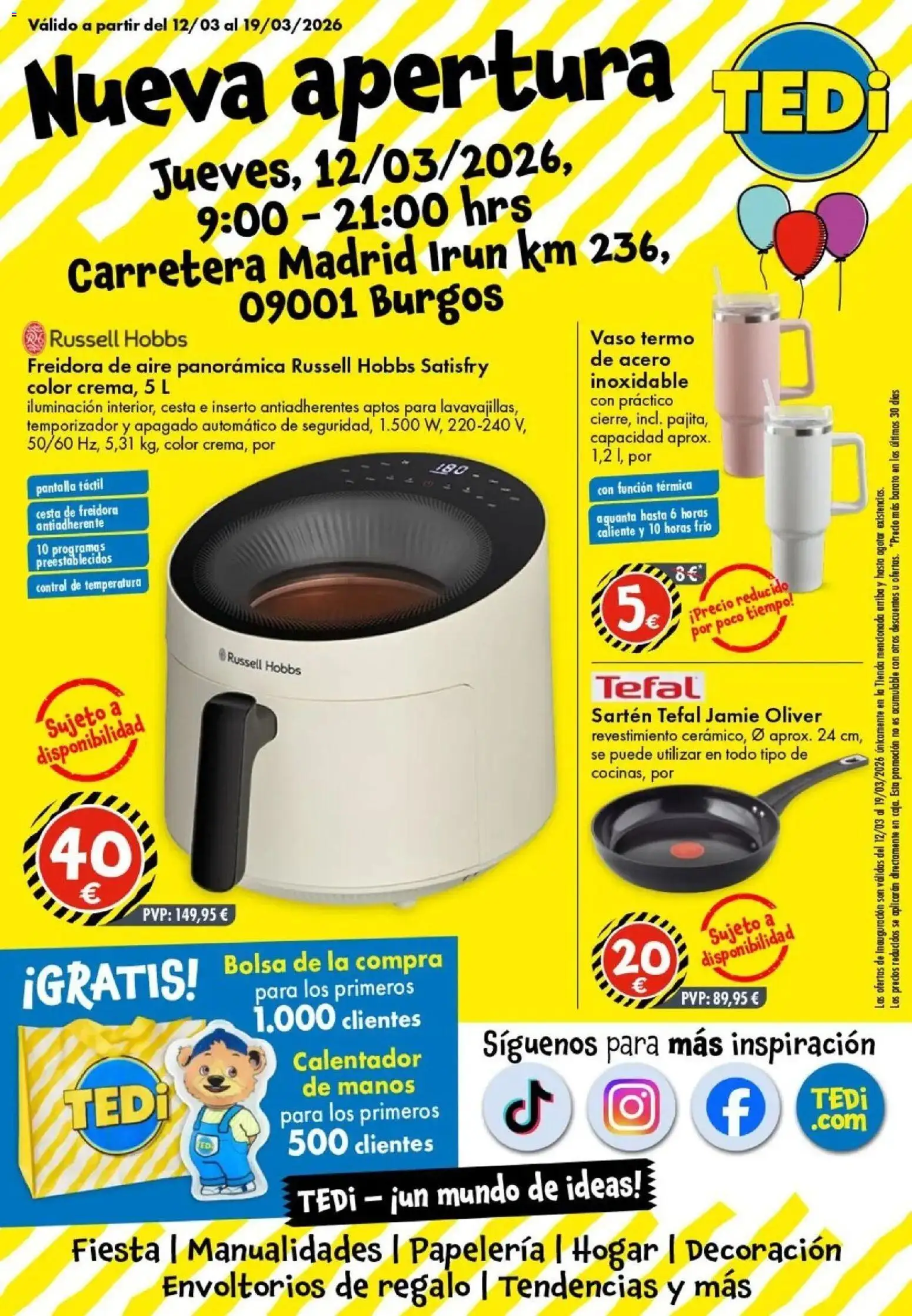 Vista previa del folleto de la tienda TEDi válido desde el 12/03/2026 - Bolsa, Freidora de aire, Decoración, Iluminación, Cesta, Freidora