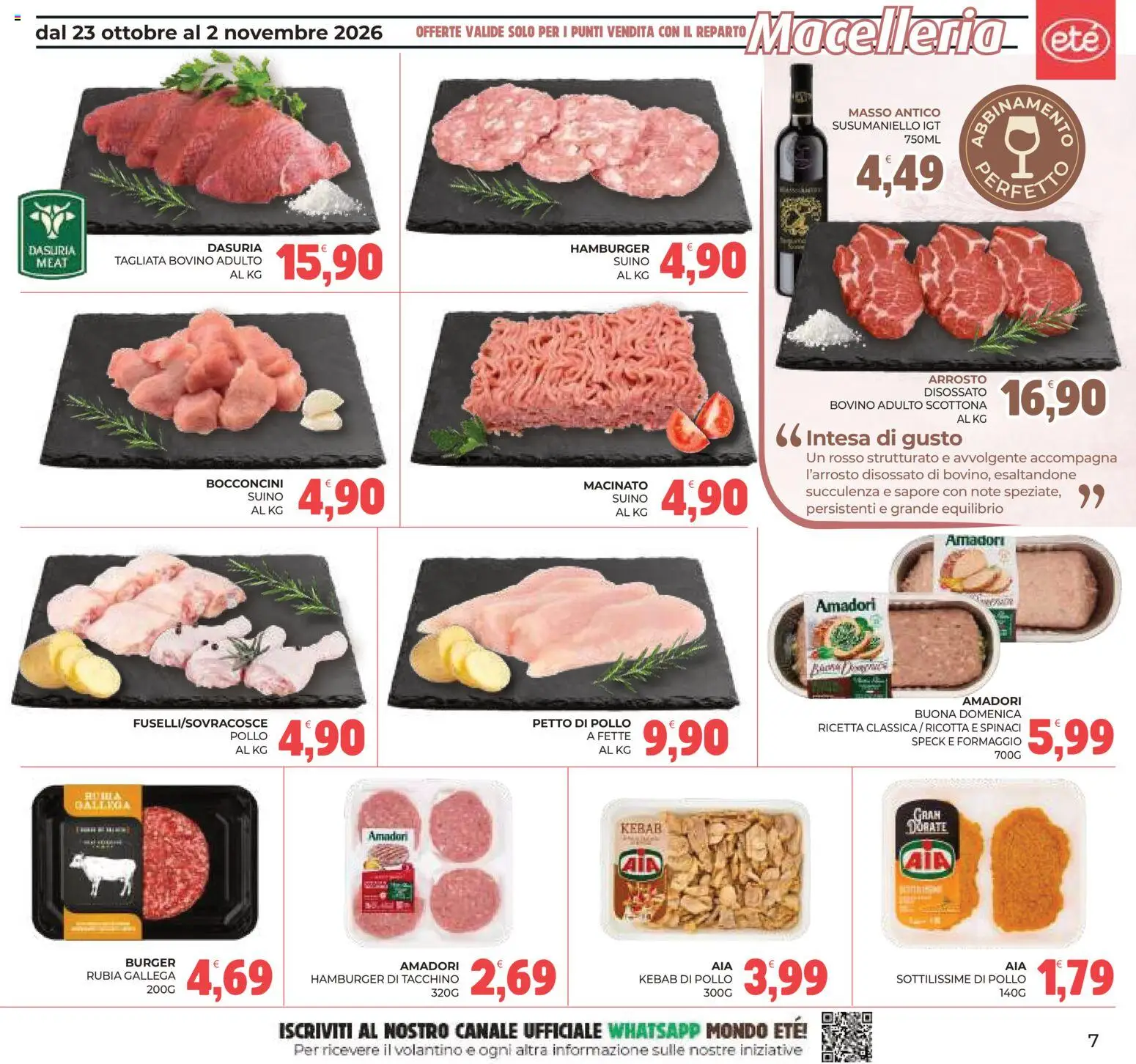 Anteprima dell'opuscolo Eté volantino dal negozio Eté valido da 23/10/2026 - Pollo, Formaggio, Tacchino, Bovino, Petto di Pollo, Spinaci, Arrosto, Macinato