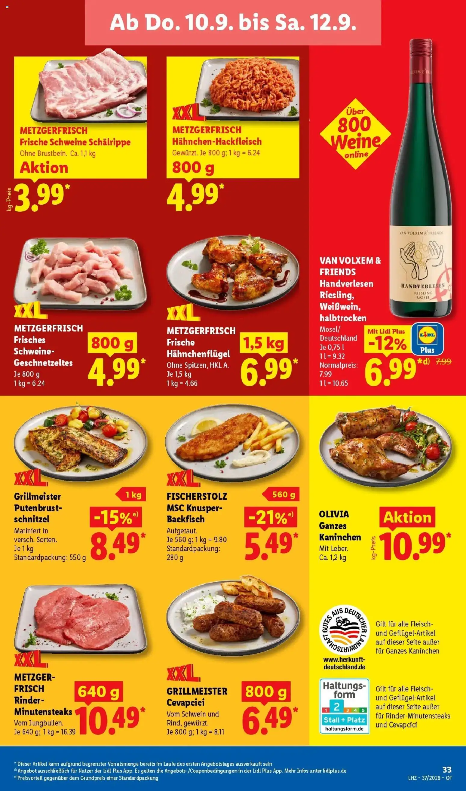 Vorschau von dem Prospekt des Geschäftes Lidl, gültig ab dem 07.09.2026 - Schnitzel, Cevapcici, Kaninchen, Fleisch, Putenbrust, Lutscher