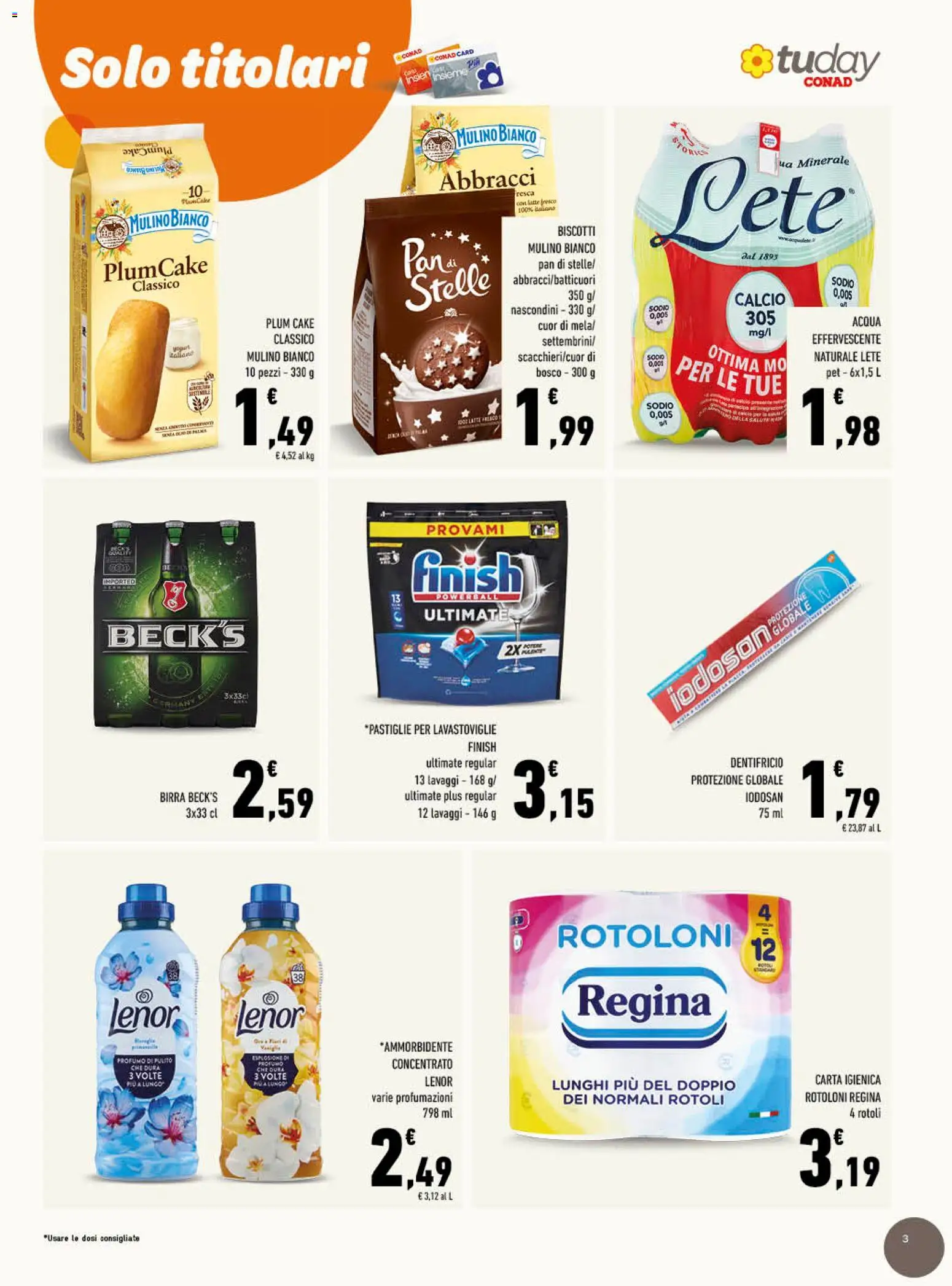 Anteprima dell'opuscolo Conad volantino Cena d'autore gourmet Lazio dal negozio Conad valido da 21/10/2026 - Acqua, Birra, Lavastoviglie, Plumcake, Profumo, Carta igienica, Pastiglie per lavastoviglie, Birra Beck's