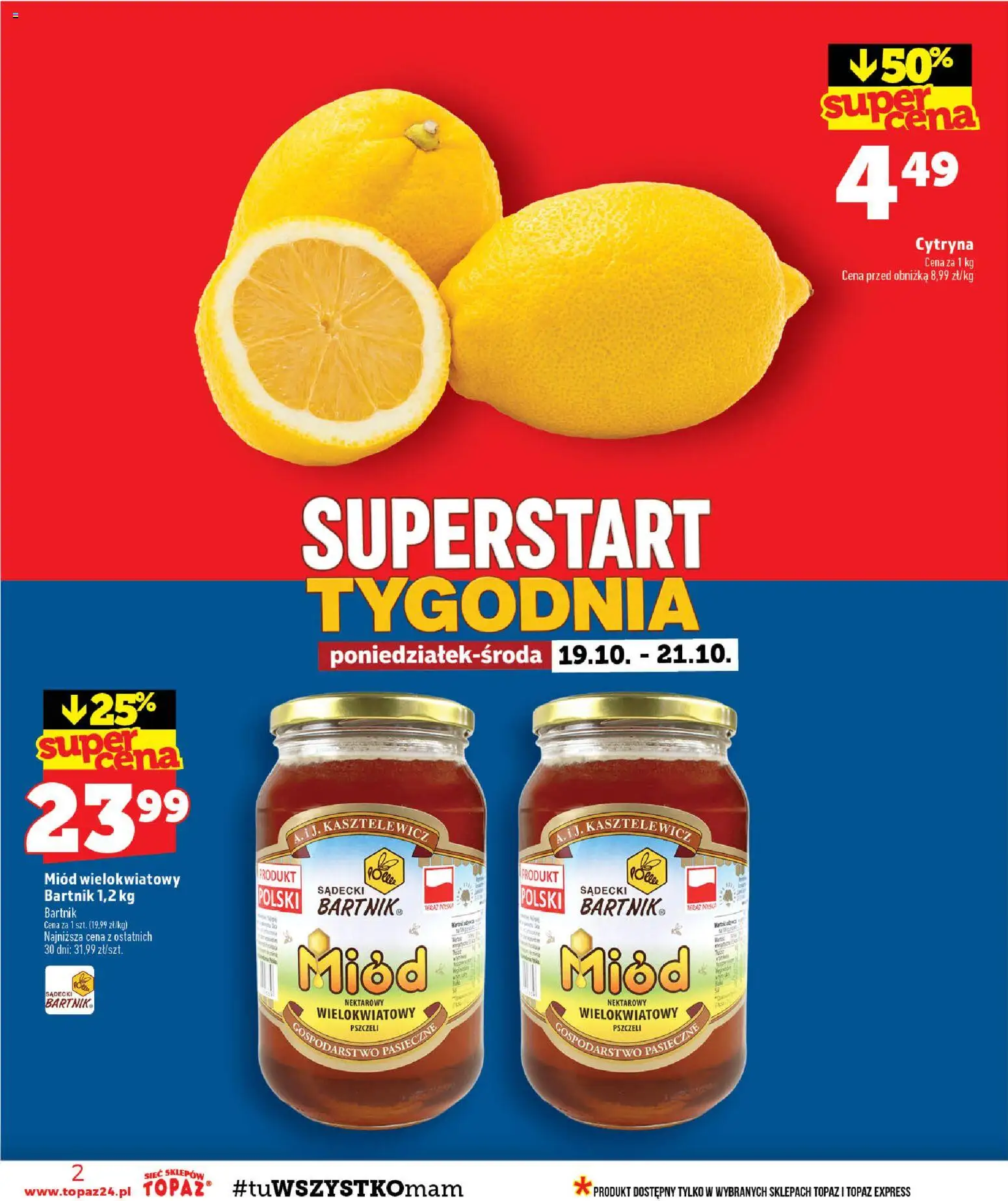 Pogląd gazetki "Topaz gazetka - MAZ" ze sklepu Topaz ważnej od 15.10.2026 - Miód, Cytryna, Miód wielokwiatowy