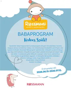 Rossmann - Rossmann Babaprogram megtekintése, amely érvényes 2026.06.15.-től