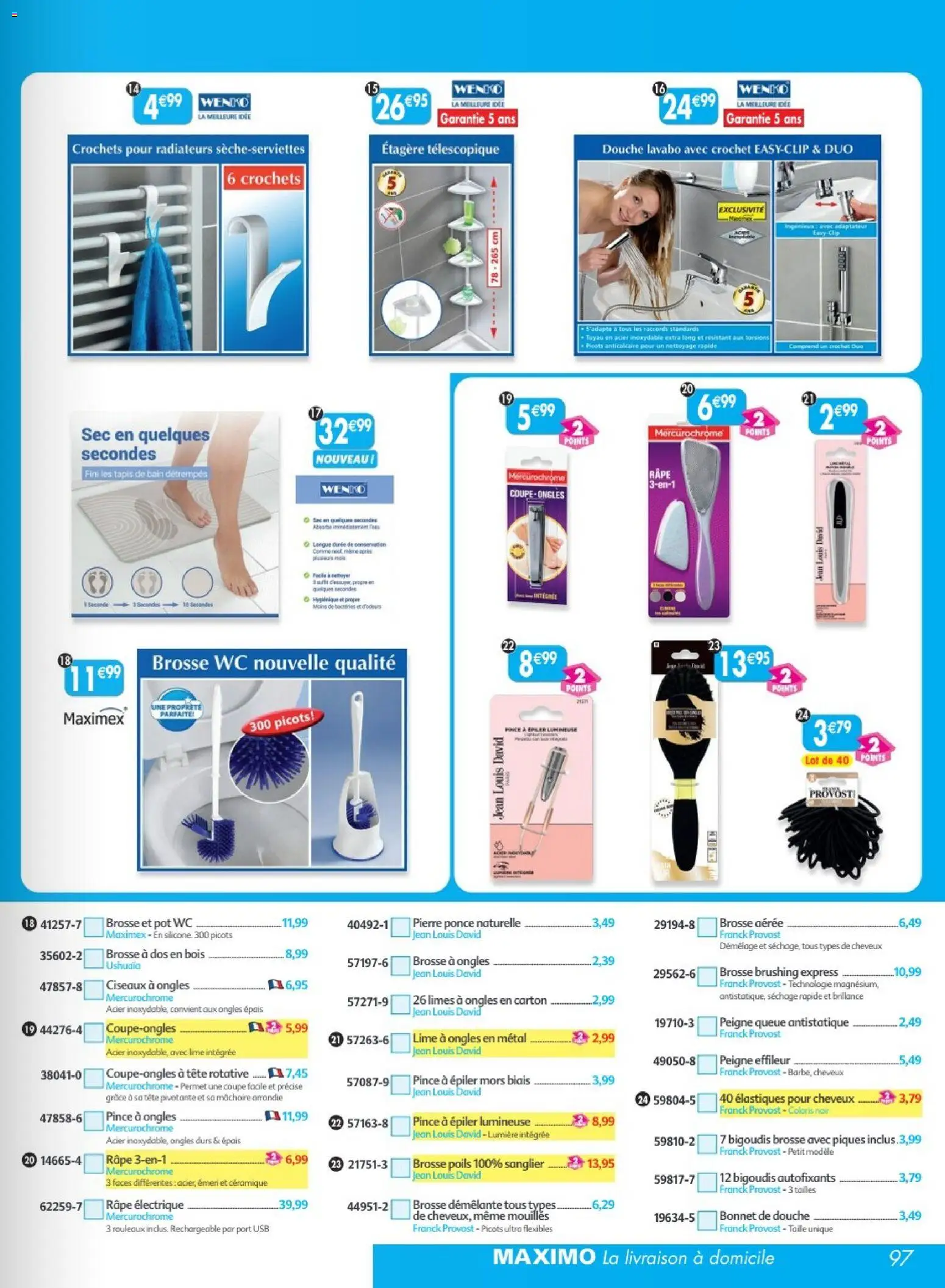 Prévisualisation de Maximo catalogue epicerie du magasin Maximo formulaire valide 24/08/2026 - Tapis, Douche, Ciseaux, USB, Pince, Brosse, Râpe électrique, Râpe