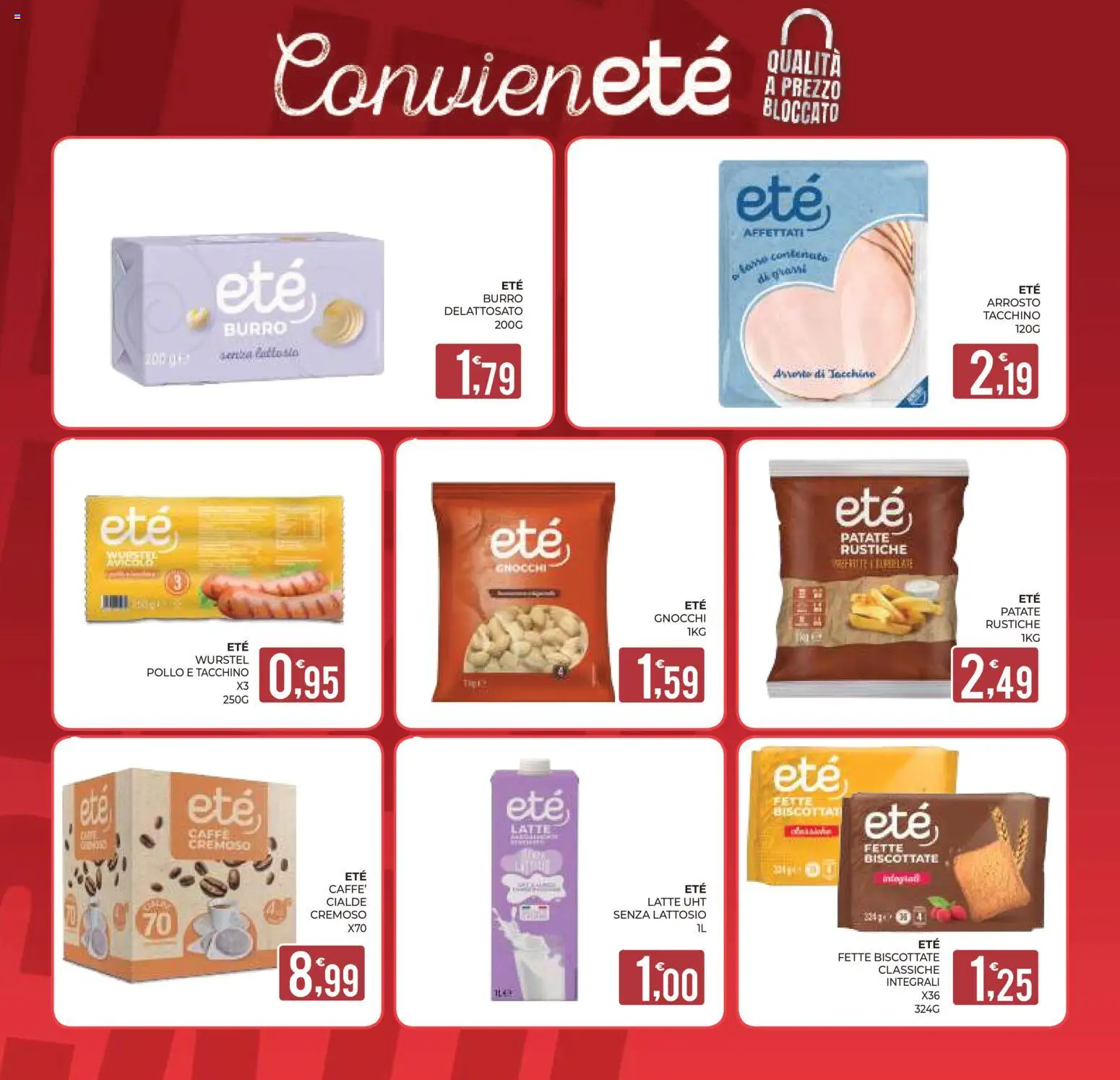 Anteprima dell'opuscolo Eté volantino dal negozio Eté valido da 23/10/2026 - Gnocchi, Latte, Wurstel, Burro, Arrosto, Cialde, Fette biscottate, Senza lattosio